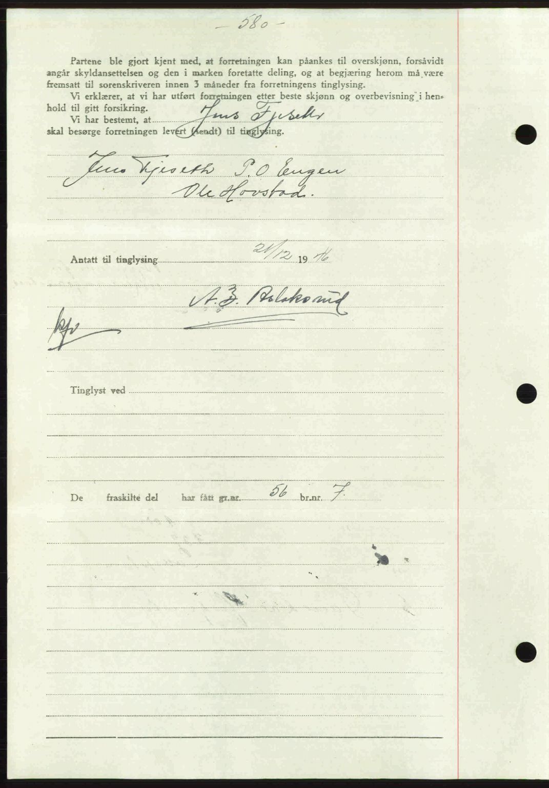 Gauldal sorenskriveri, SAT/A-0014/1/2/2C: Pantebok nr. A2, 1946-1946, Dagboknr: 1264/1946