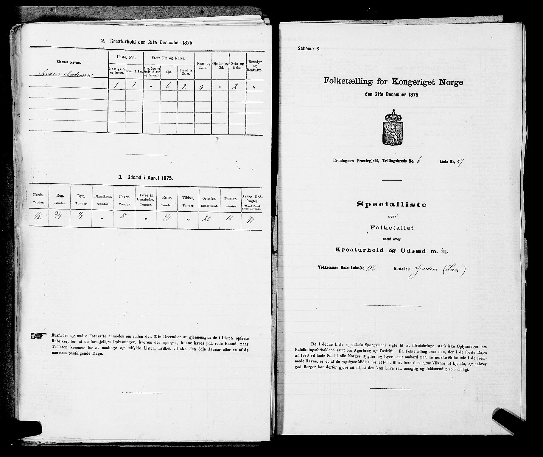 SAKO, Folketelling 1875 for 0726P Brunlanes prestegjeld, 1875, s. 777