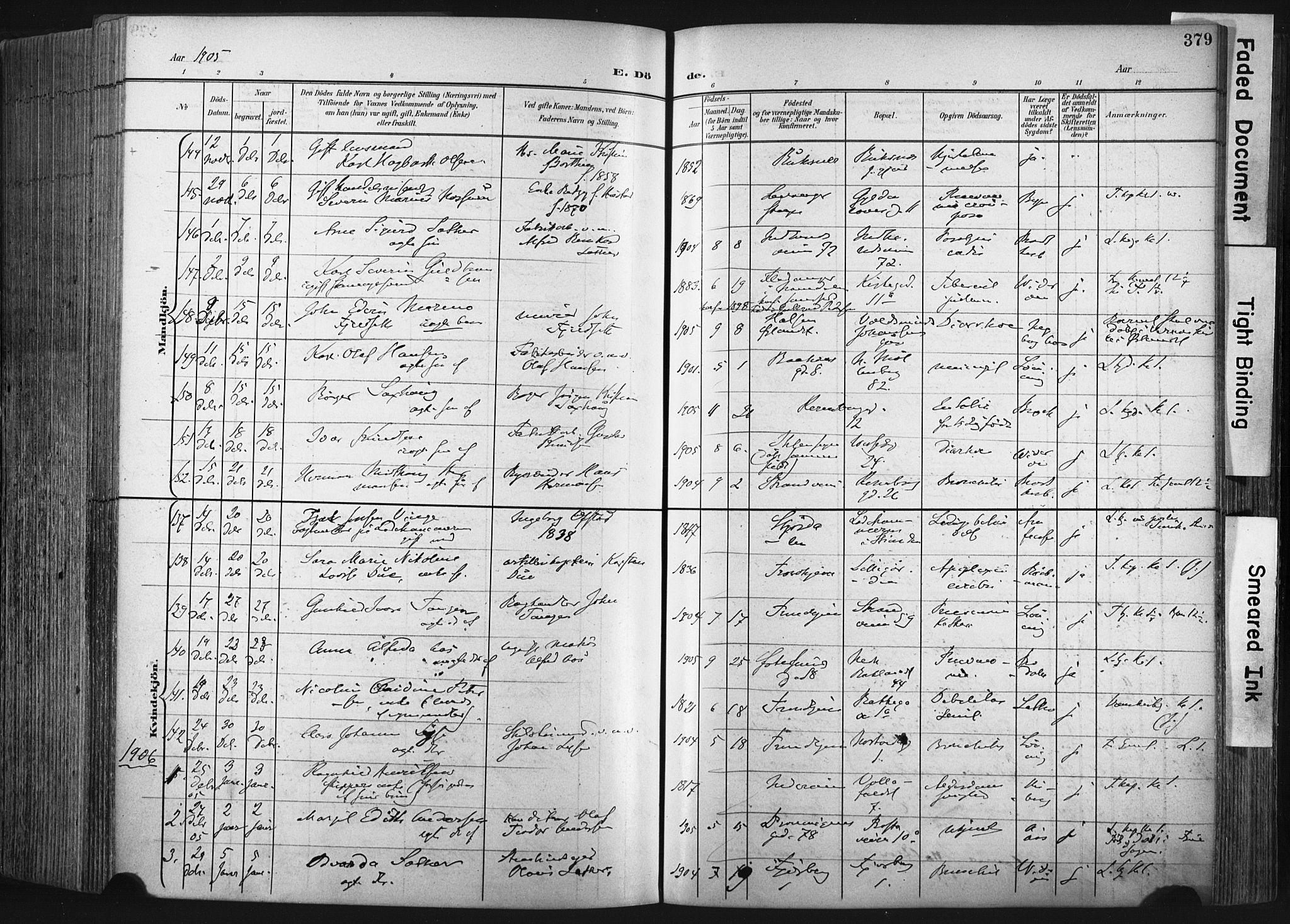 Ministerialprotokoller, klokkerbøker og fødselsregistre - Sør-Trøndelag, SAT/A-1456/604/L0201: Ministerialbok nr. 604A21, 1901-1911, s. 379