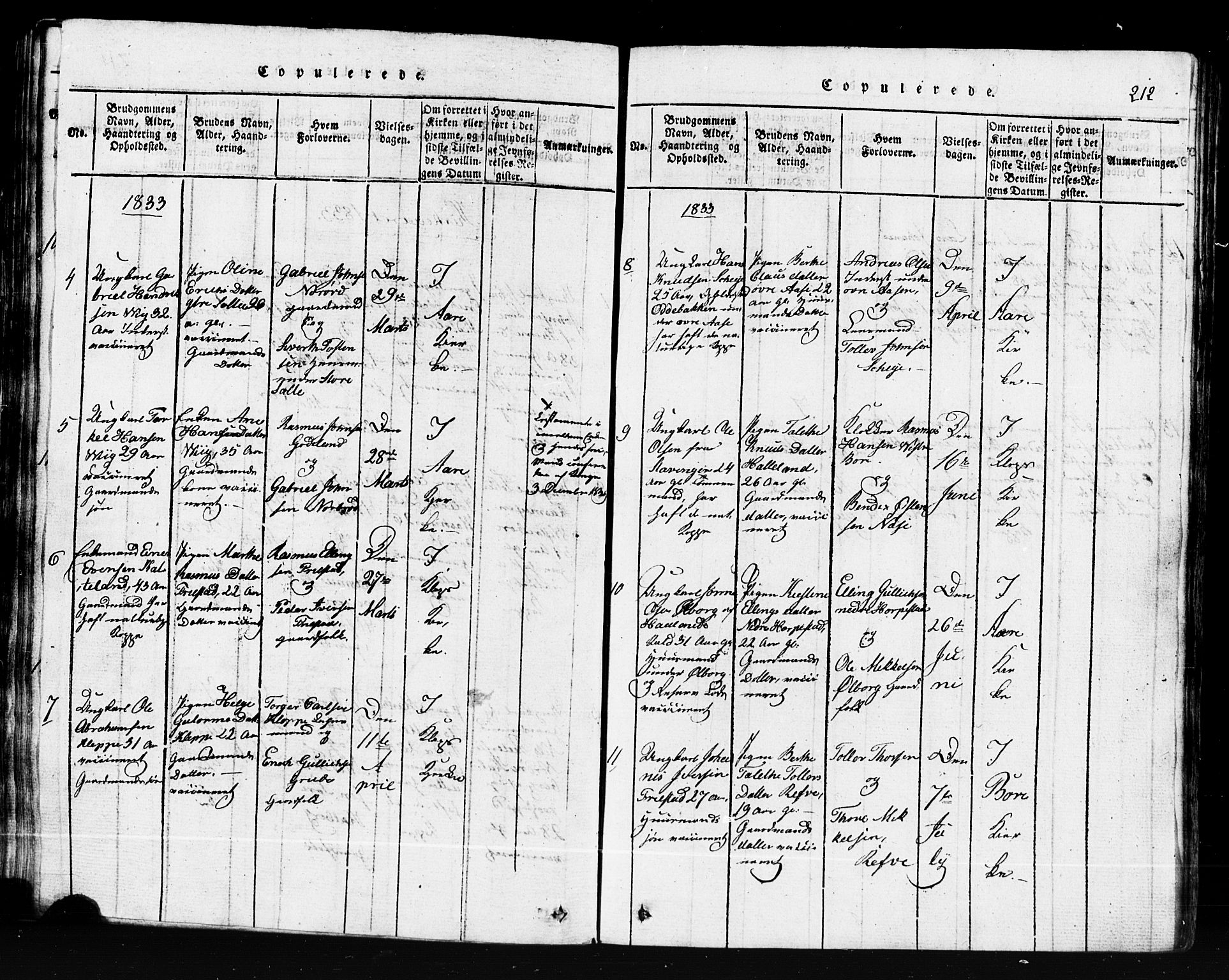 Klepp sokneprestkontor, AV/SAST-A-101803/001/3/30BB/L0001: Klokkerbok nr.  B 1, 1816-1859, s. 212