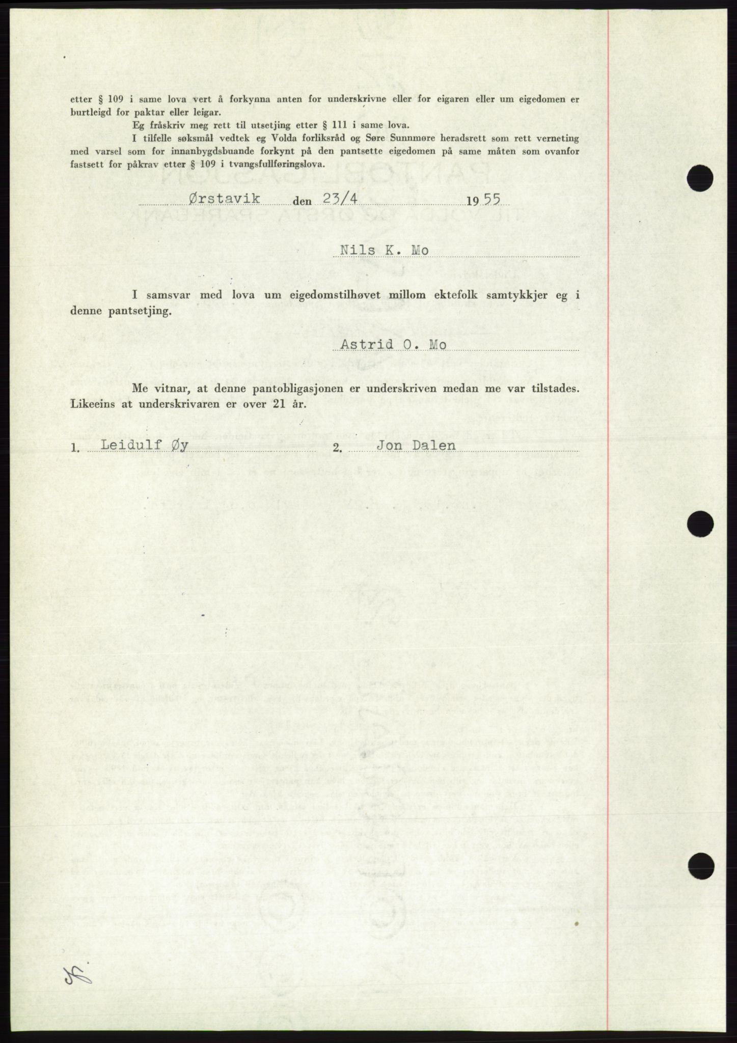 Søre Sunnmøre sorenskriveri, AV/SAT-A-4122/1/2/2C/L0126: Pantebok nr. 14B, 1954-1955, Dagboknr: 923/1955