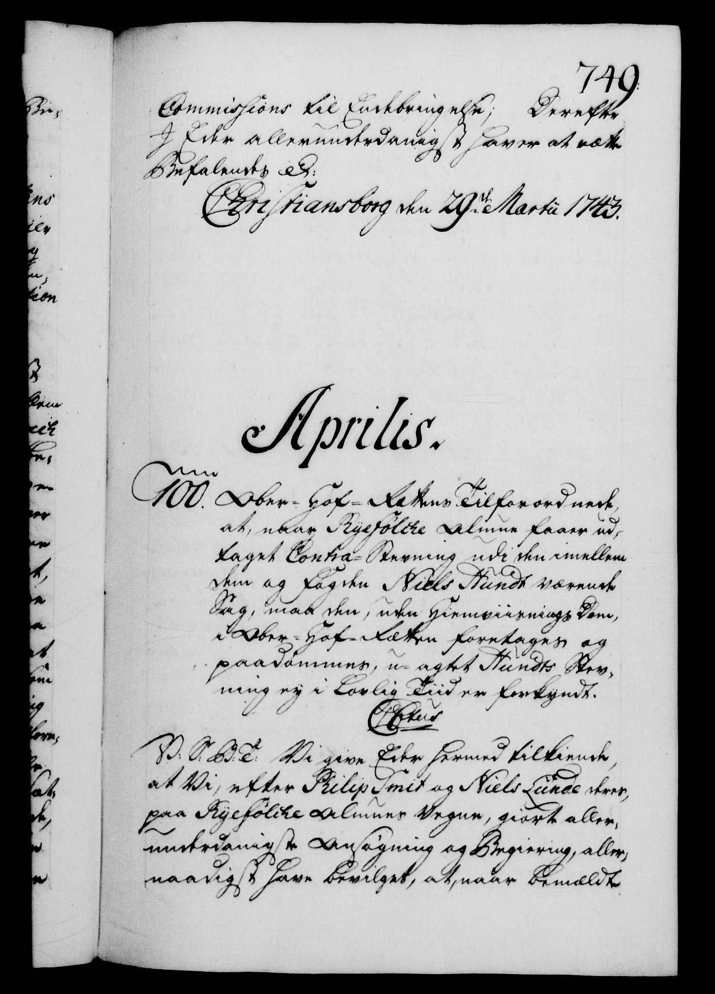 Danske Kanselli 1572-1799, AV/RA-EA-3023/F/Fc/Fca/Fcab/L0029: Norske tegnelser, 1741-1743, s. 749a