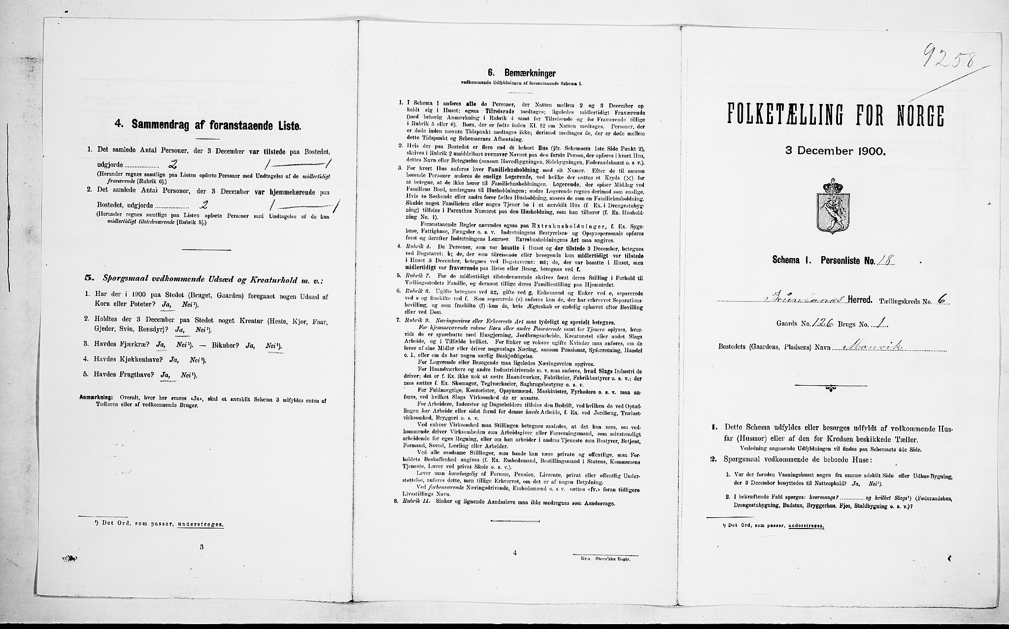 RA, Folketelling 1900 for 0726 Brunlanes herred, 1900, s. 891