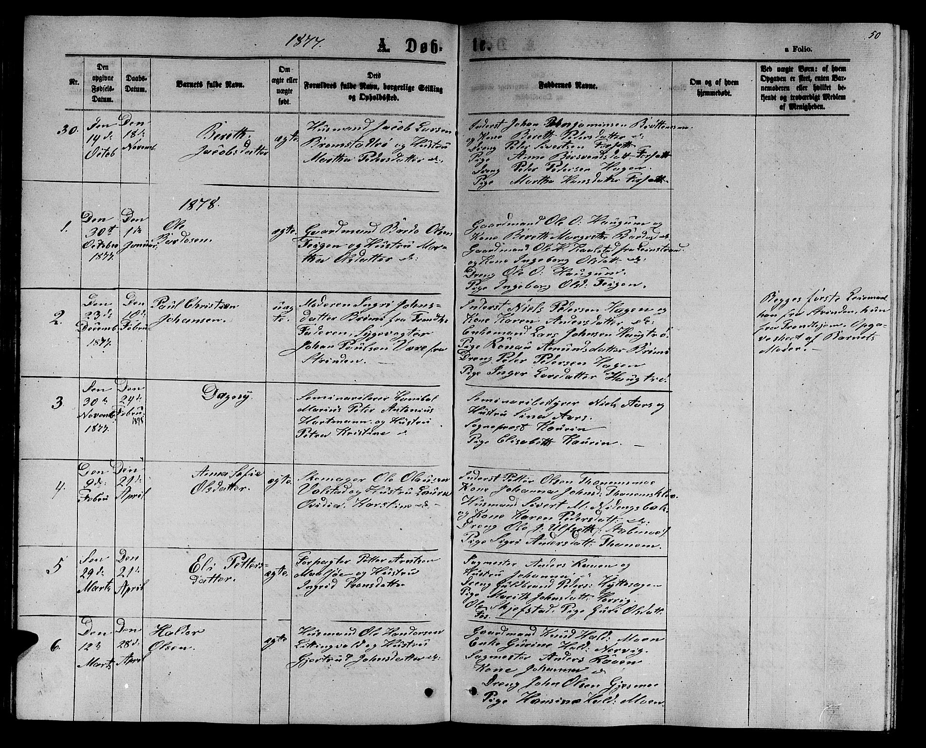 Ministerialprotokoller, klokkerbøker og fødselsregistre - Sør-Trøndelag, SAT/A-1456/618/L0451: Klokkerbok nr. 618C02, 1865-1883, s. 50