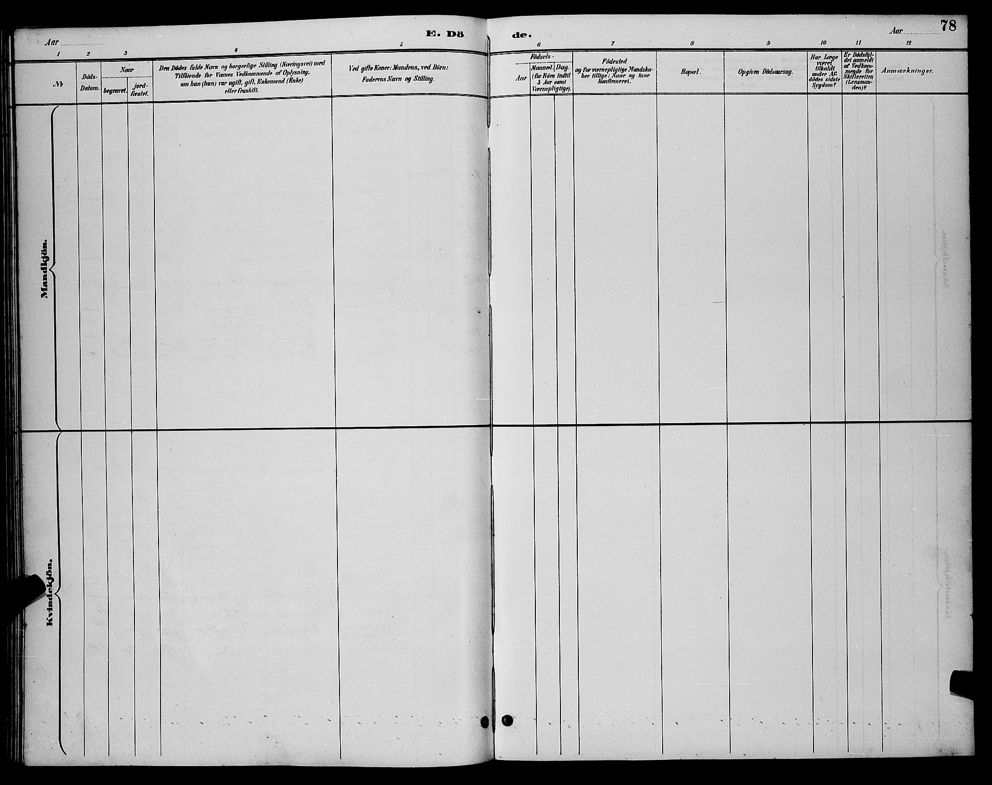 Evje sokneprestkontor, AV/SAK-1111-0008/F/Fb/Fbc/L0004: Klokkerbok nr. B 4, 1890-1900, s. 78