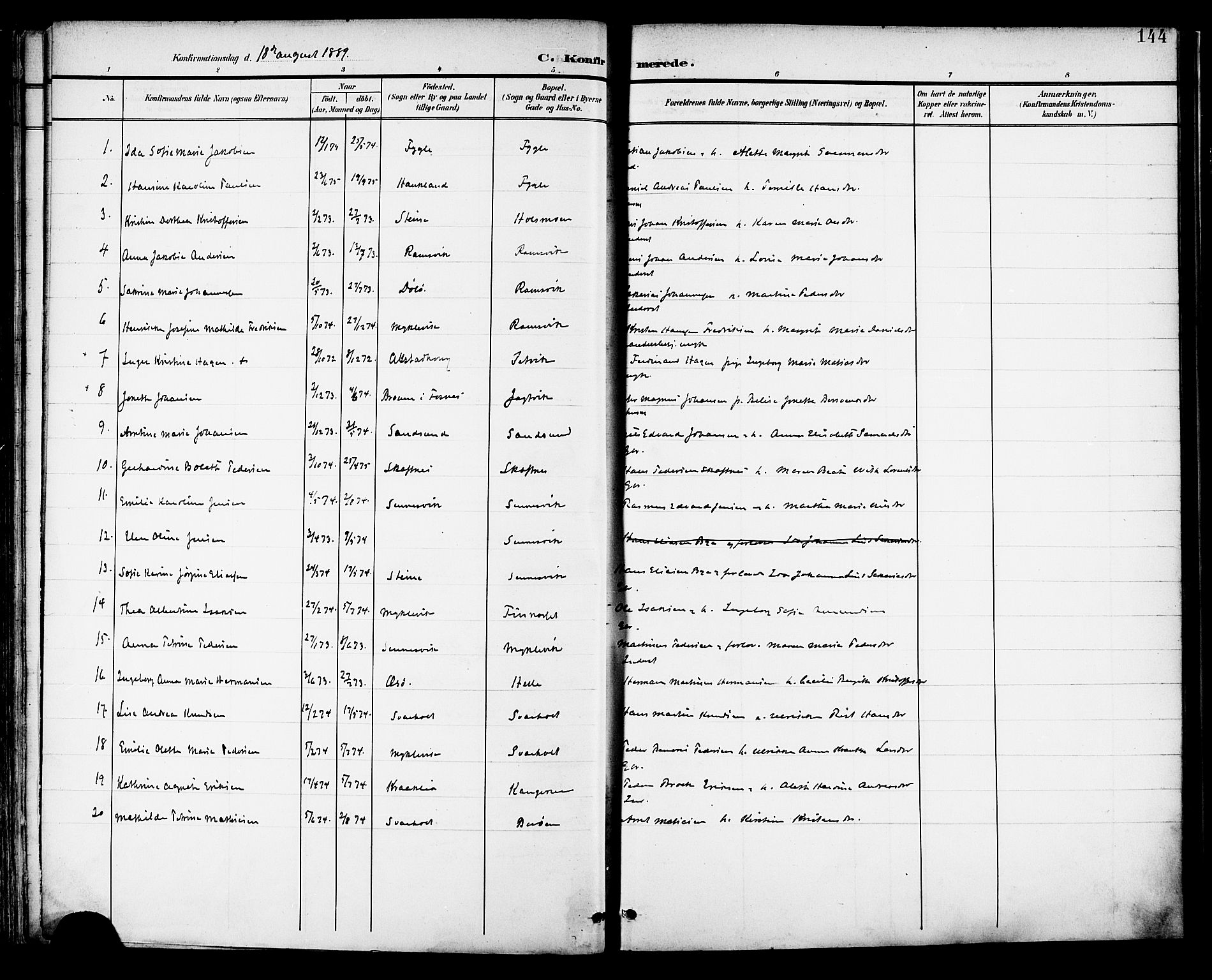 Ministerialprotokoller, klokkerbøker og fødselsregistre - Nordland, SAT/A-1459/882/L1179: Ministerialbok nr. 882A01, 1886-1898, s. 144