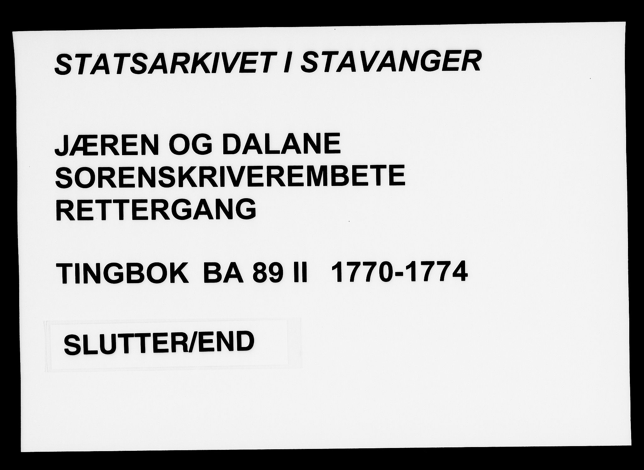 Jæren og Dalane sorenskriveri, AV/SAST-A-100306/3/30/30BA/L0089b: TINGBOK BD.II, 1770-1774