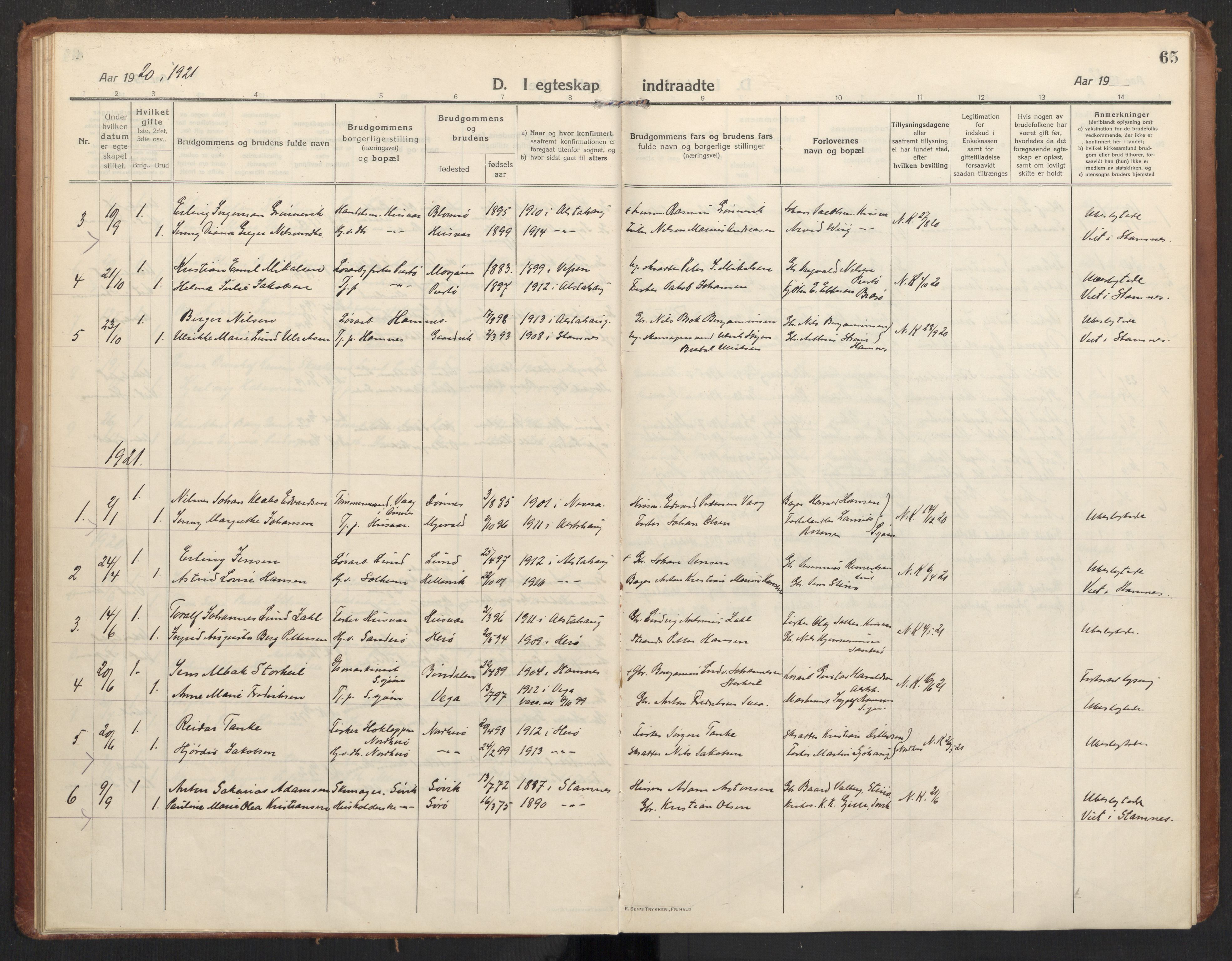 Ministerialprotokoller, klokkerbøker og fødselsregistre - Nordland, AV/SAT-A-1459/830/L0456: Ministerialbok nr. 830A20, 1914-1937, s. 65