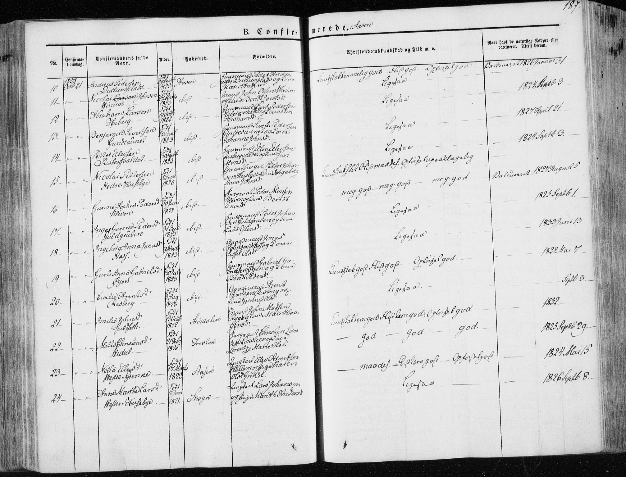 Ministerialprotokoller, klokkerbøker og fødselsregistre - Nord-Trøndelag, SAT/A-1458/713/L0115: Ministerialbok nr. 713A06, 1838-1851, s. 187