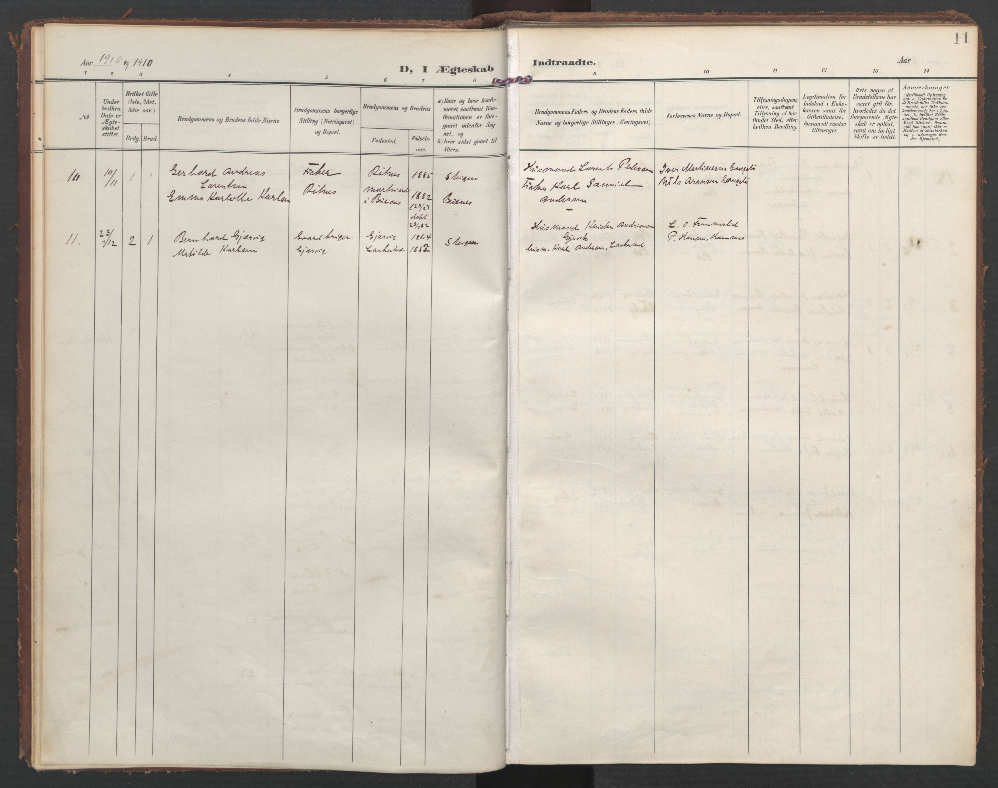 Ministerialprotokoller, klokkerbøker og fødselsregistre - Nordland, SAT/A-1459/855/L0806: Ministerialbok nr. 855A14, 1906-1922, s. 11