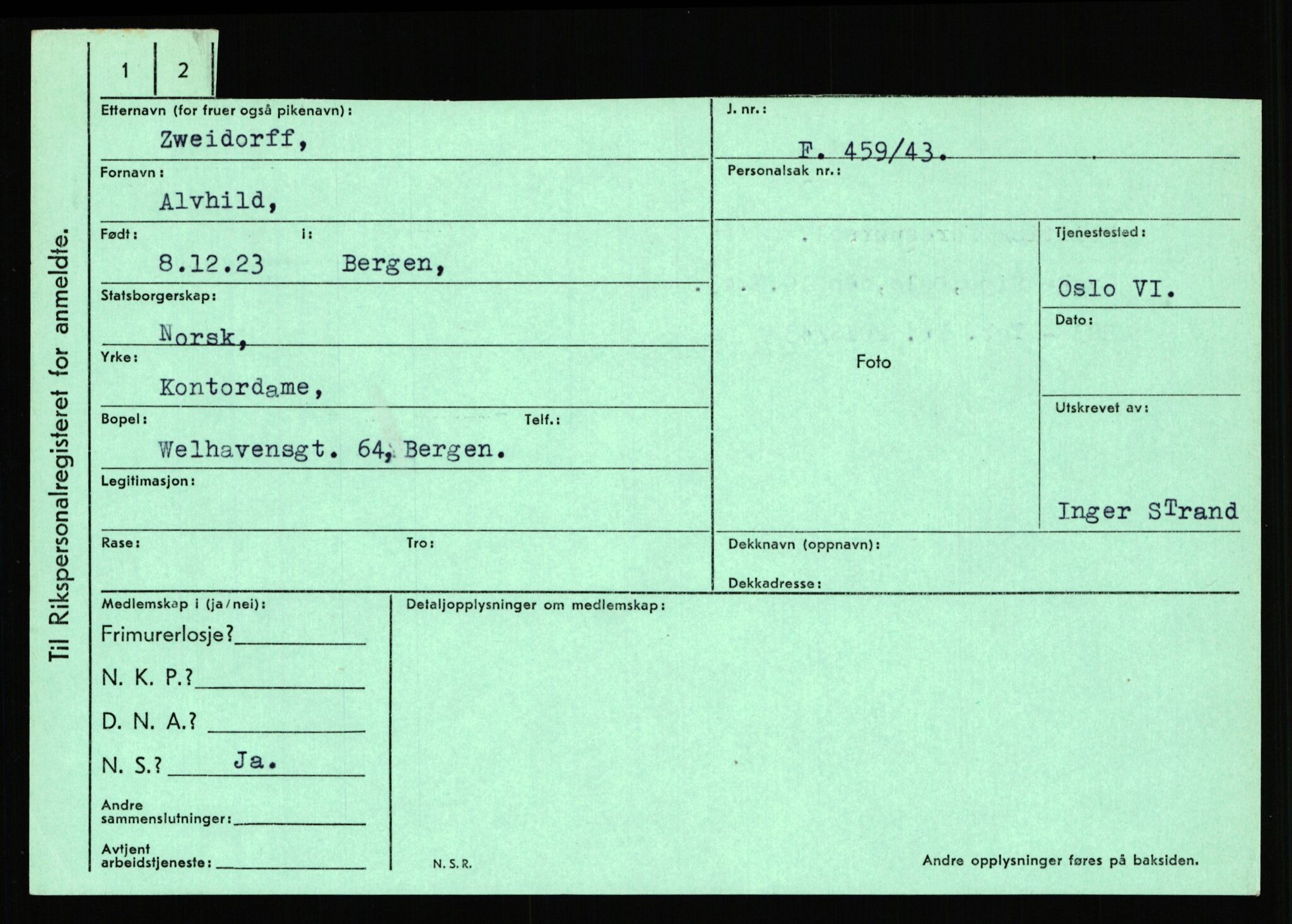 Statspolitiet - Hovedkontoret / Osloavdelingen, AV/RA-S-1329/C/Ca/L0016: Uberg - Øystese, 1943-1945, s. 3346