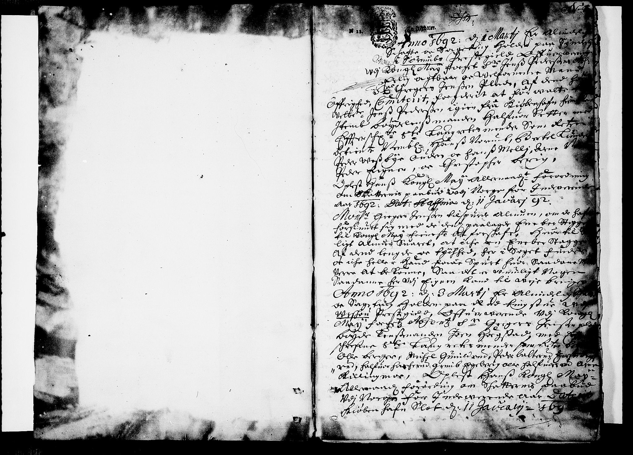Nedre Romerike sorenskriveri, SAO/A-10469/F/Fb/L0022: Tingbok, 1692-1693, s. 0b-1a