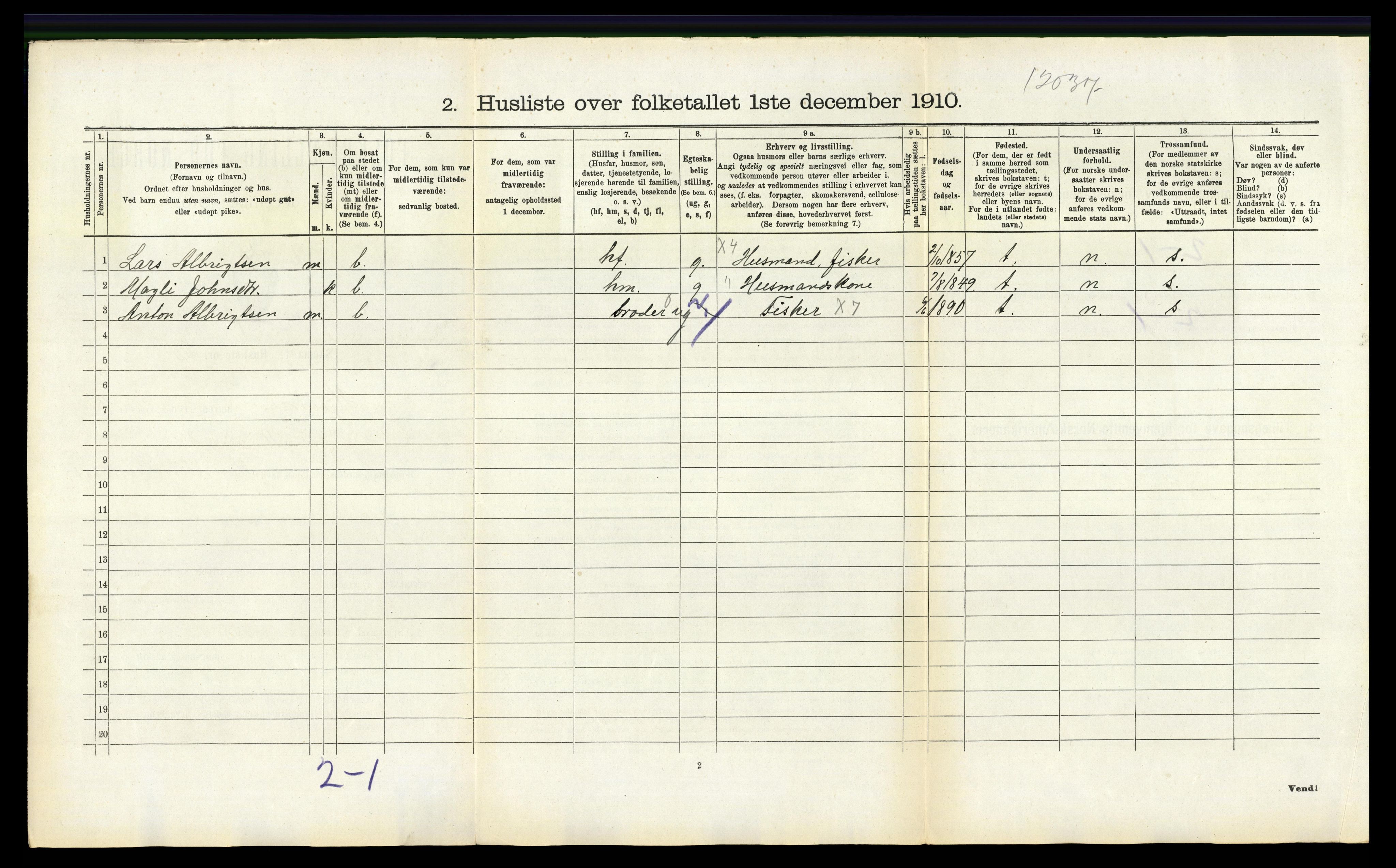 RA, Folketelling 1910 for 1259 Hjelme herred, 1910, s. 313