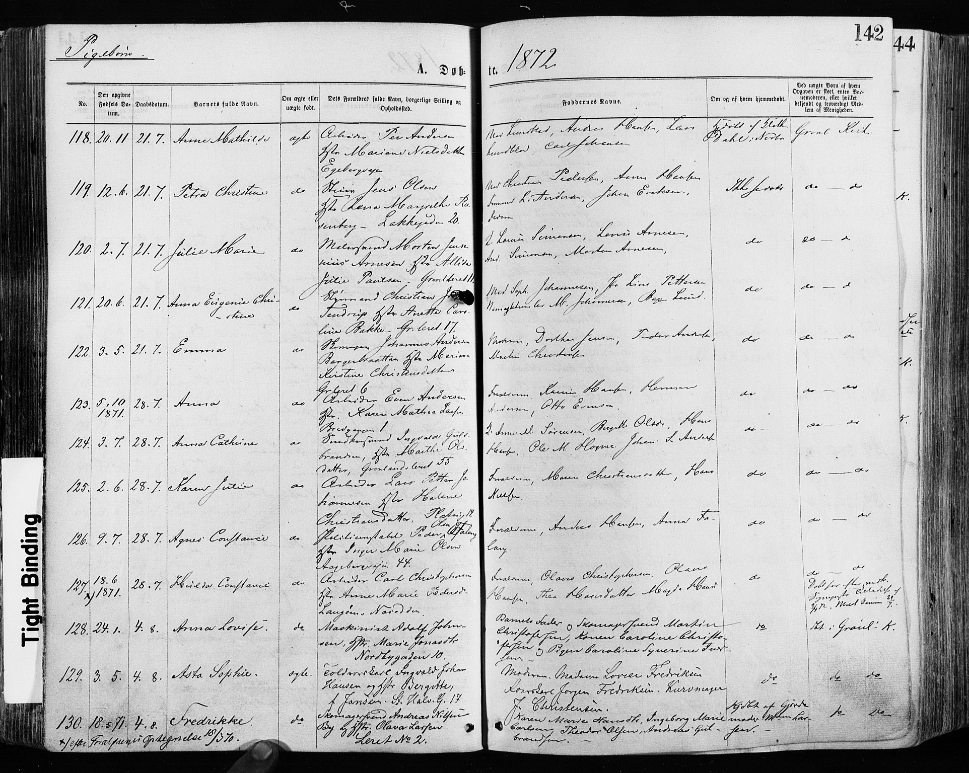 Grønland prestekontor Kirkebøker, SAO/A-10848/F/Fa/L0004: Ministerialbok nr. 4, 1869-1880, s. 142