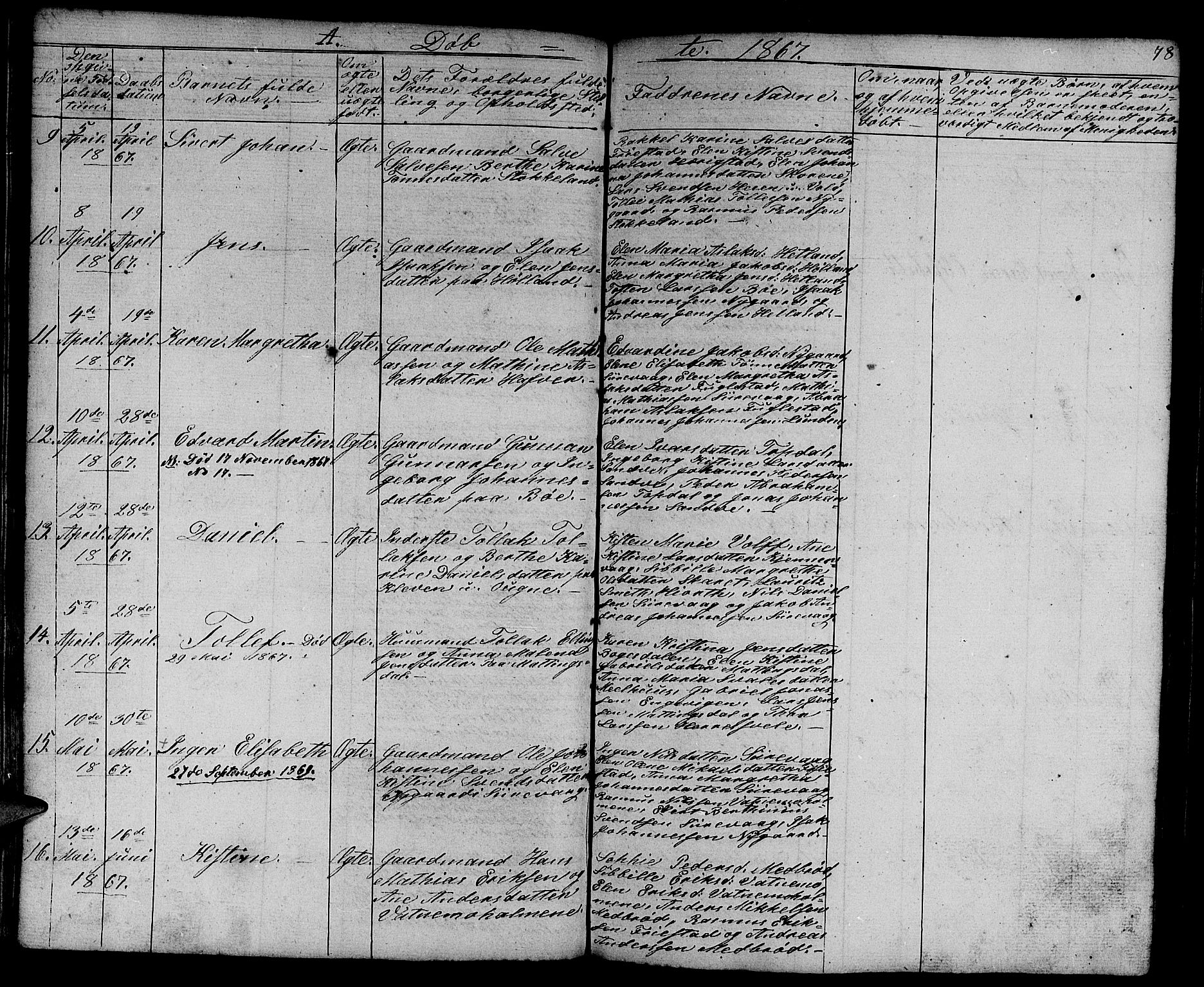 Eigersund sokneprestkontor, AV/SAST-A-101807/S09/L0003: Klokkerbok nr. B 3, 1846-1875, s. 78