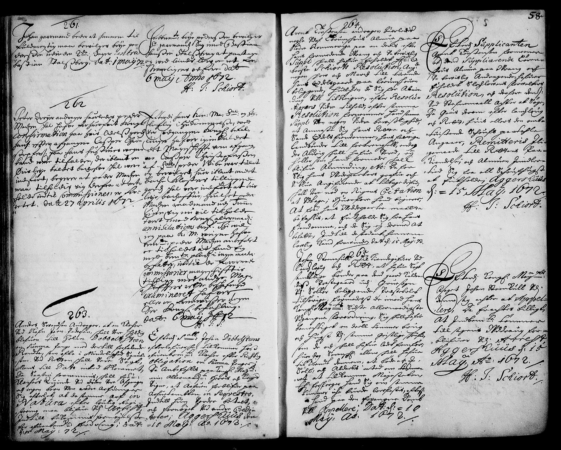 Stattholderembetet 1572-1771, AV/RA-EA-2870/Ad/L0003: Supplikasjons- og resolusjonsprotokoll, 1671-1682, s. 57b-58a