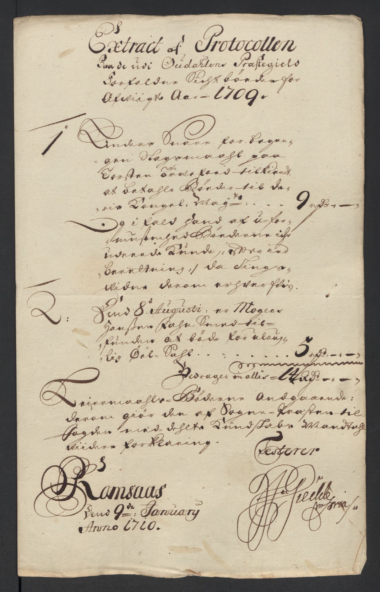 Rentekammeret inntil 1814, Reviderte regnskaper, Fogderegnskap, RA/EA-4092/R13/L0846: Fogderegnskap Solør, Odal og Østerdal, 1709, s. 54