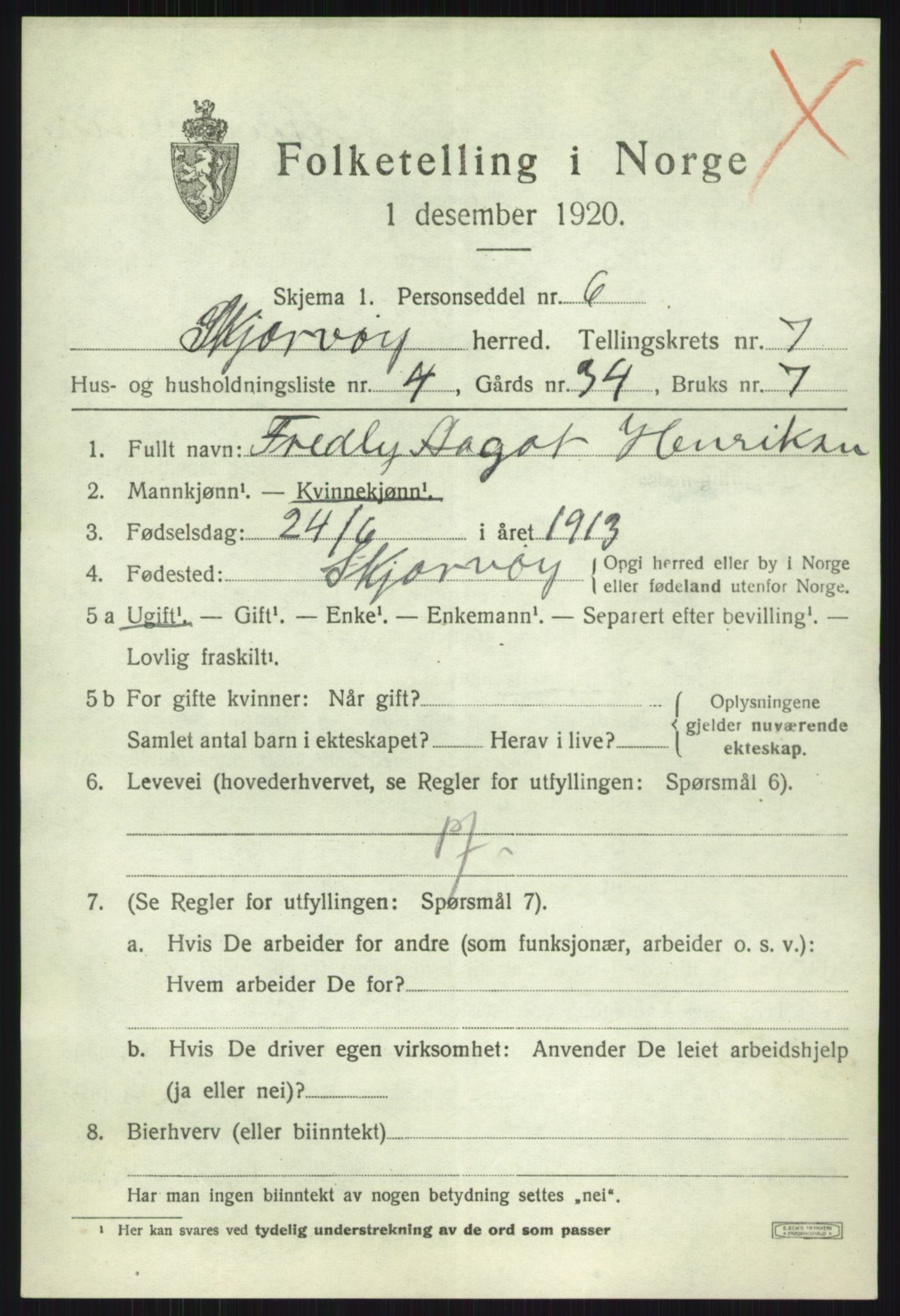 SATØ, Folketelling 1920 for 1941 Skjervøy herred, 1920, s. 4323