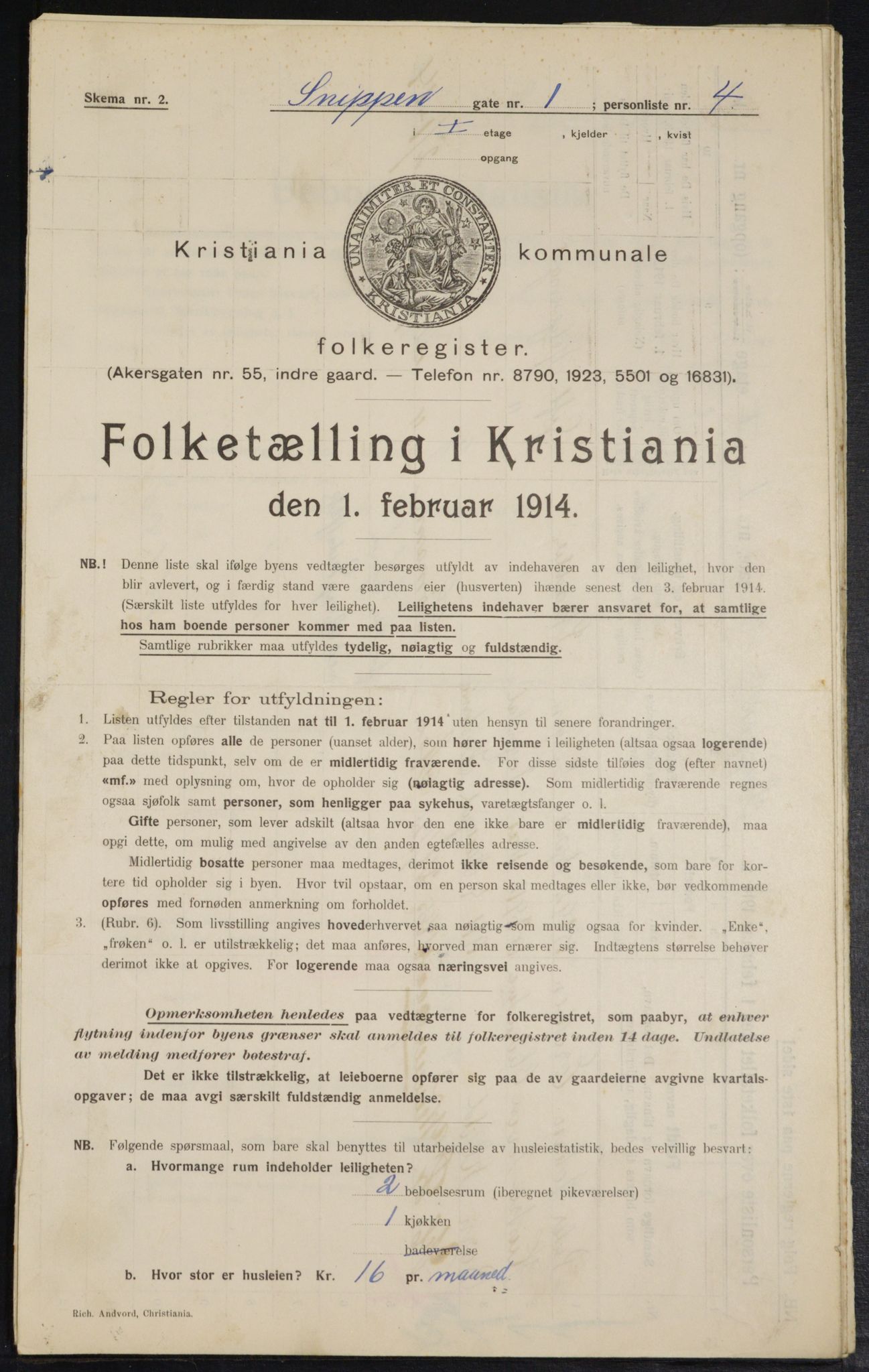 OBA, Kommunal folketelling 1.2.1914 for Kristiania, 1914, s. 97853