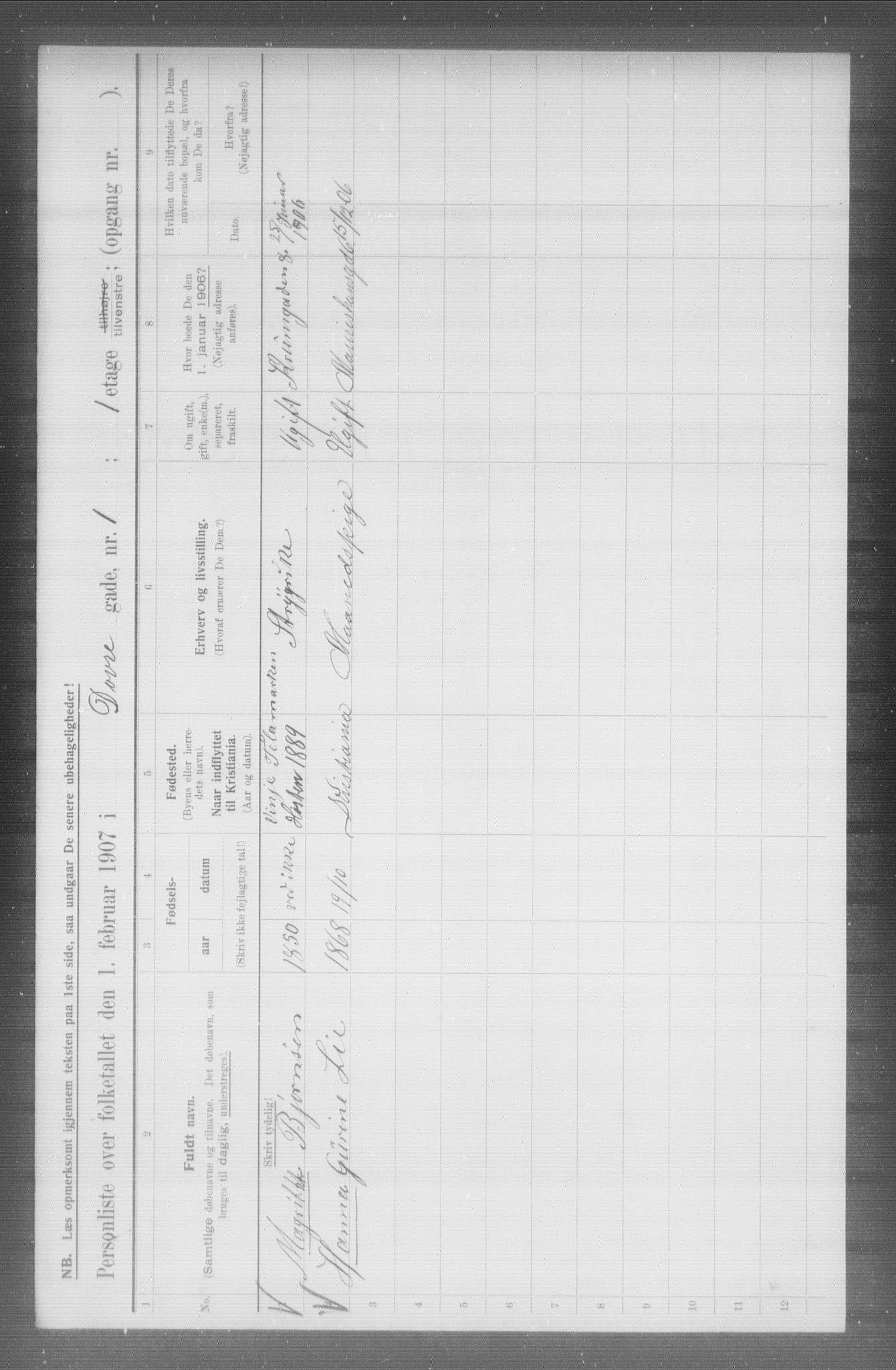 OBA, Kommunal folketelling 1.2.1907 for Kristiania kjøpstad, 1907, s. 8146