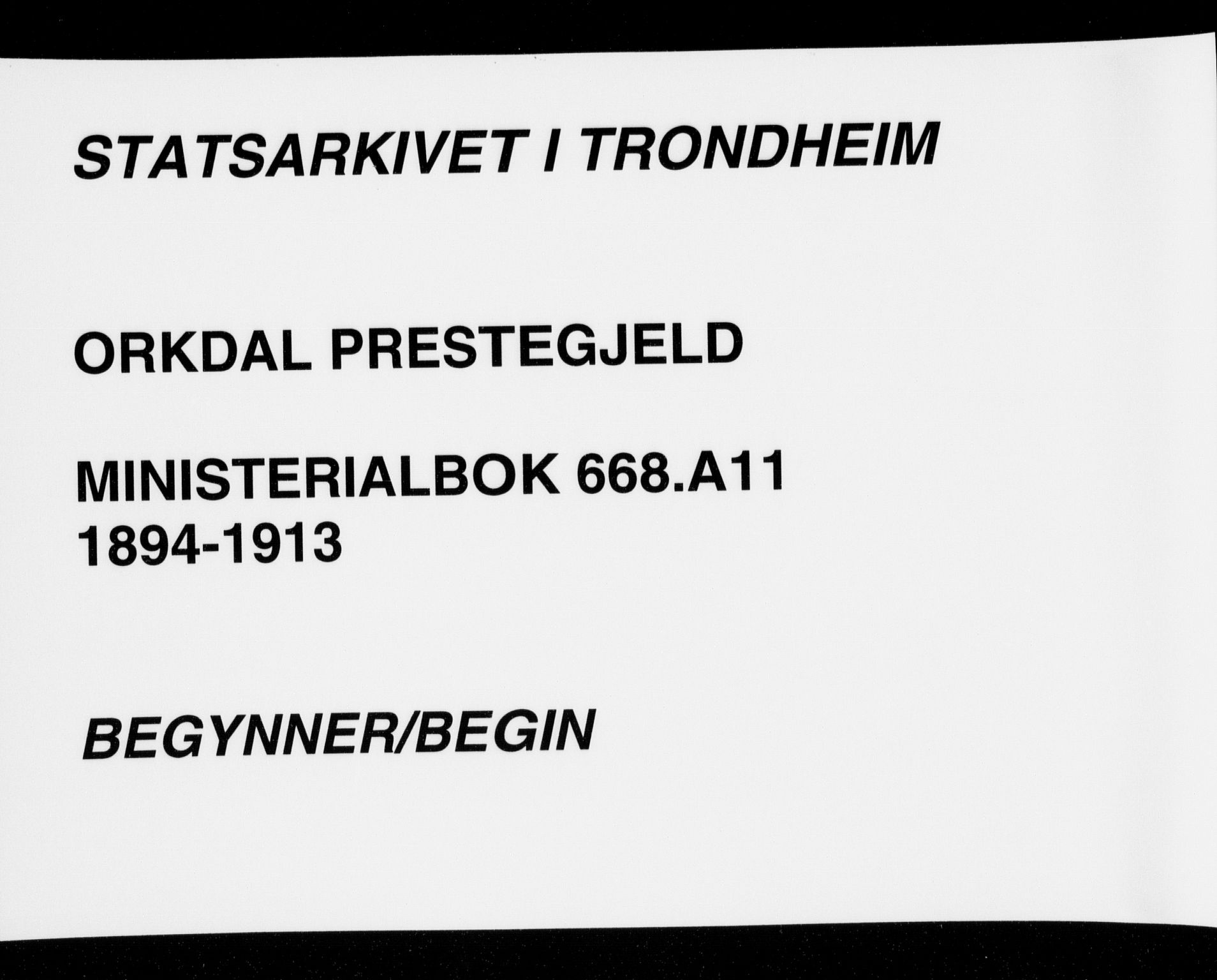 Ministerialprotokoller, klokkerbøker og fødselsregistre - Sør-Trøndelag, SAT/A-1456/668/L0811: Ministerialbok nr. 668A11, 1894-1913