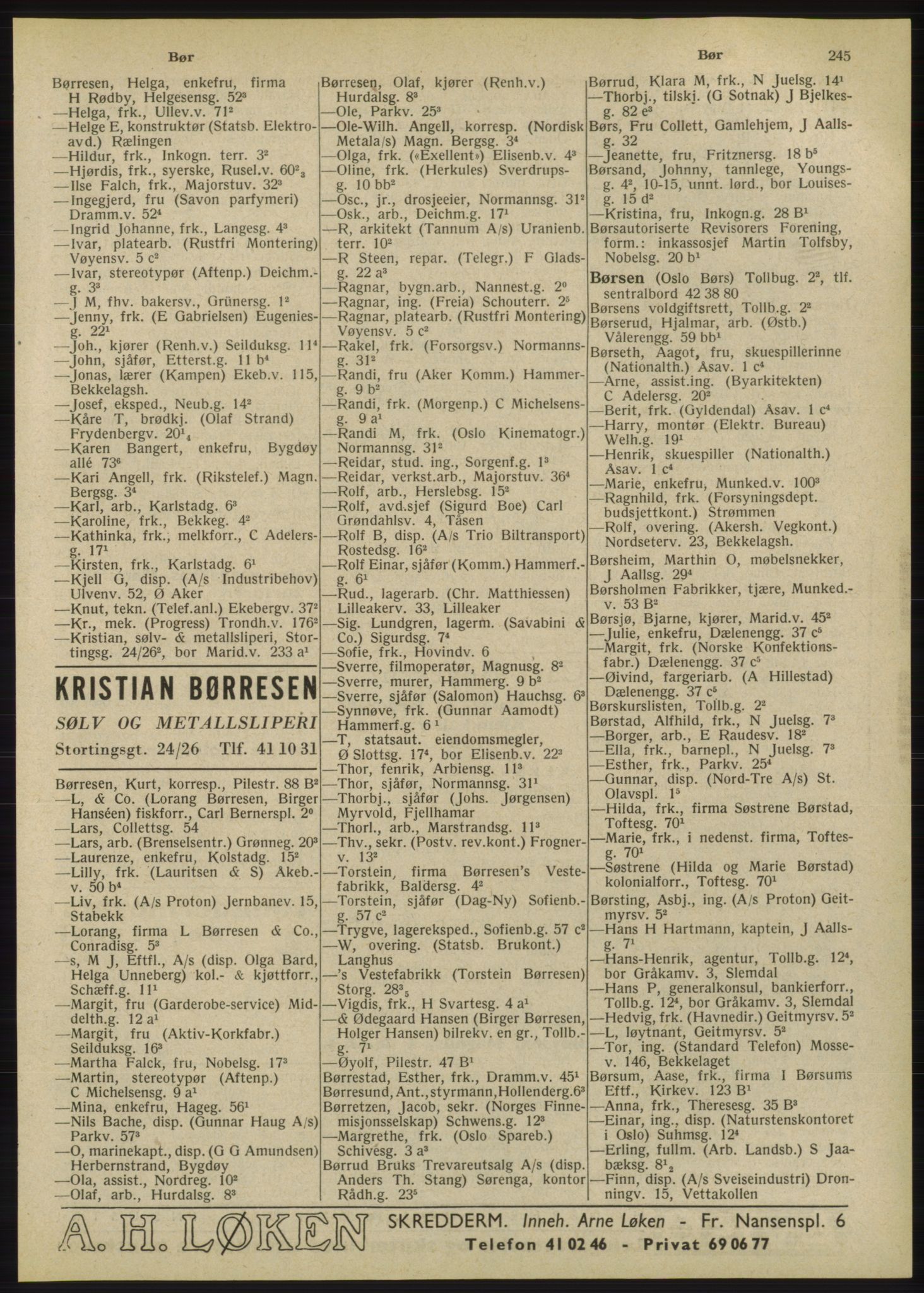 Kristiania/Oslo adressebok, PUBL/-, 1947, s. 245