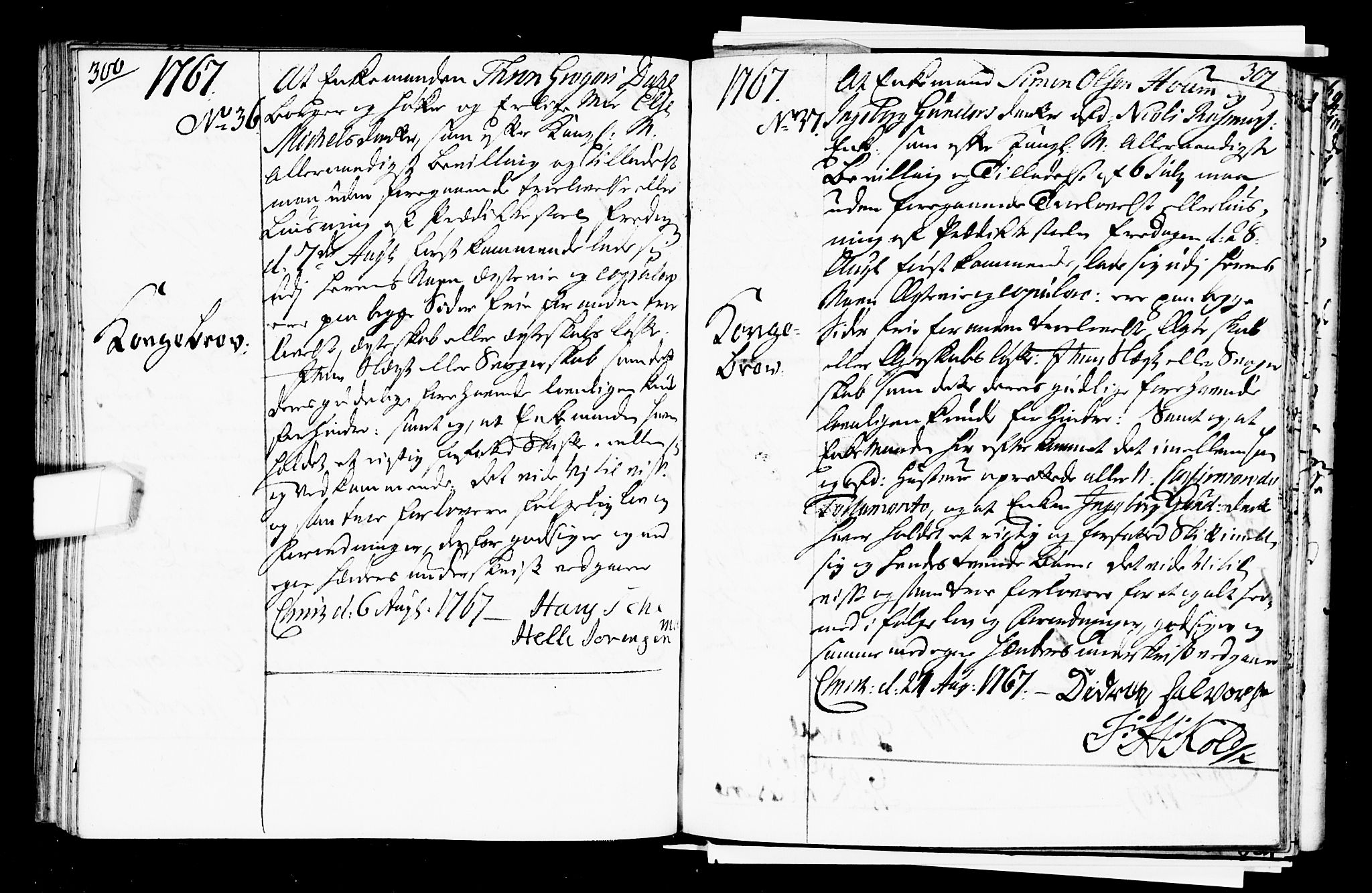 Oslo domkirke Kirkebøker, AV/SAO-A-10752/L/La/L0008: Forlovererklæringer nr. 8, 1759-1769, s. 300-301