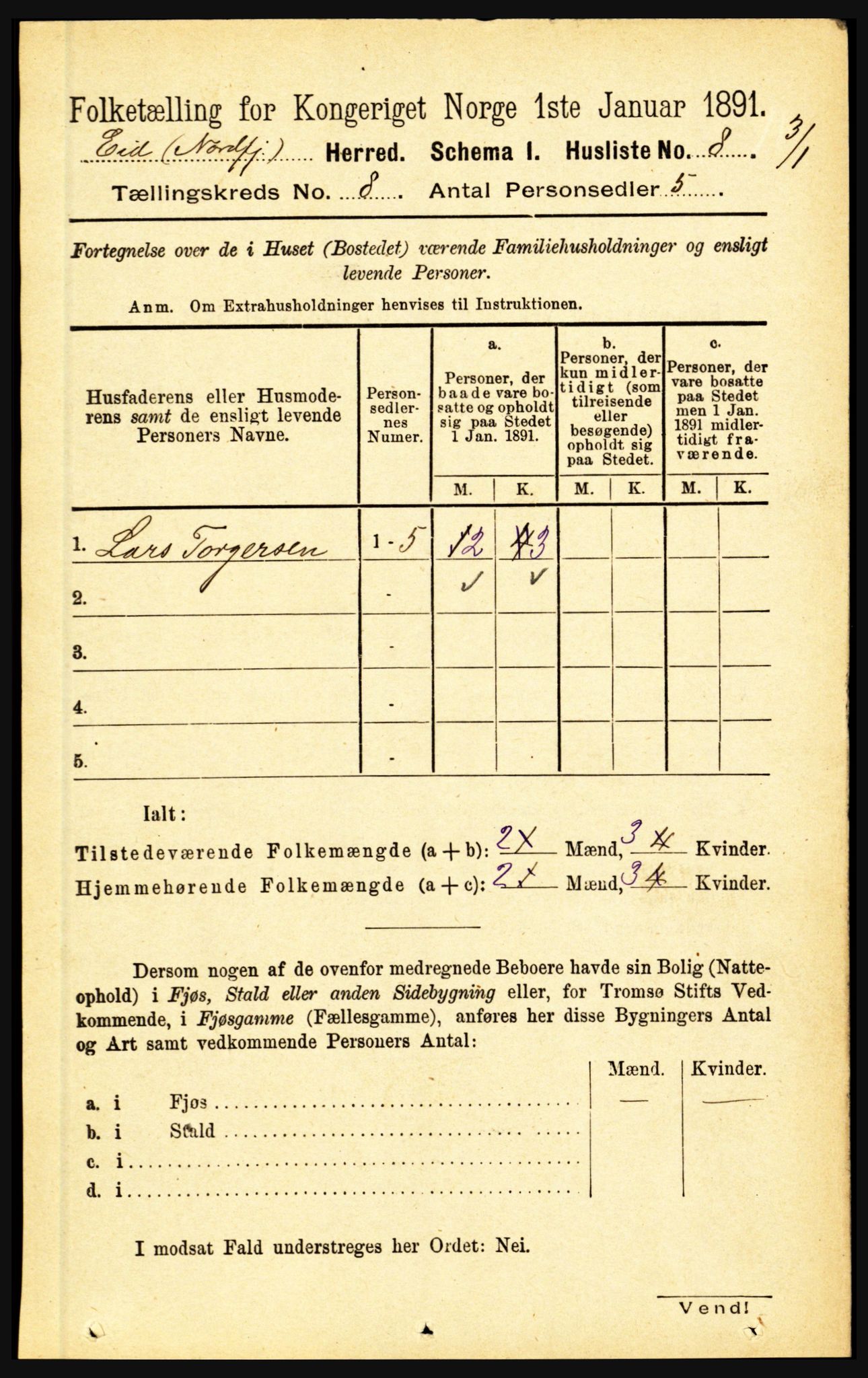 RA, Folketelling 1891 for 1443 Eid herred, 1891, s. 1956