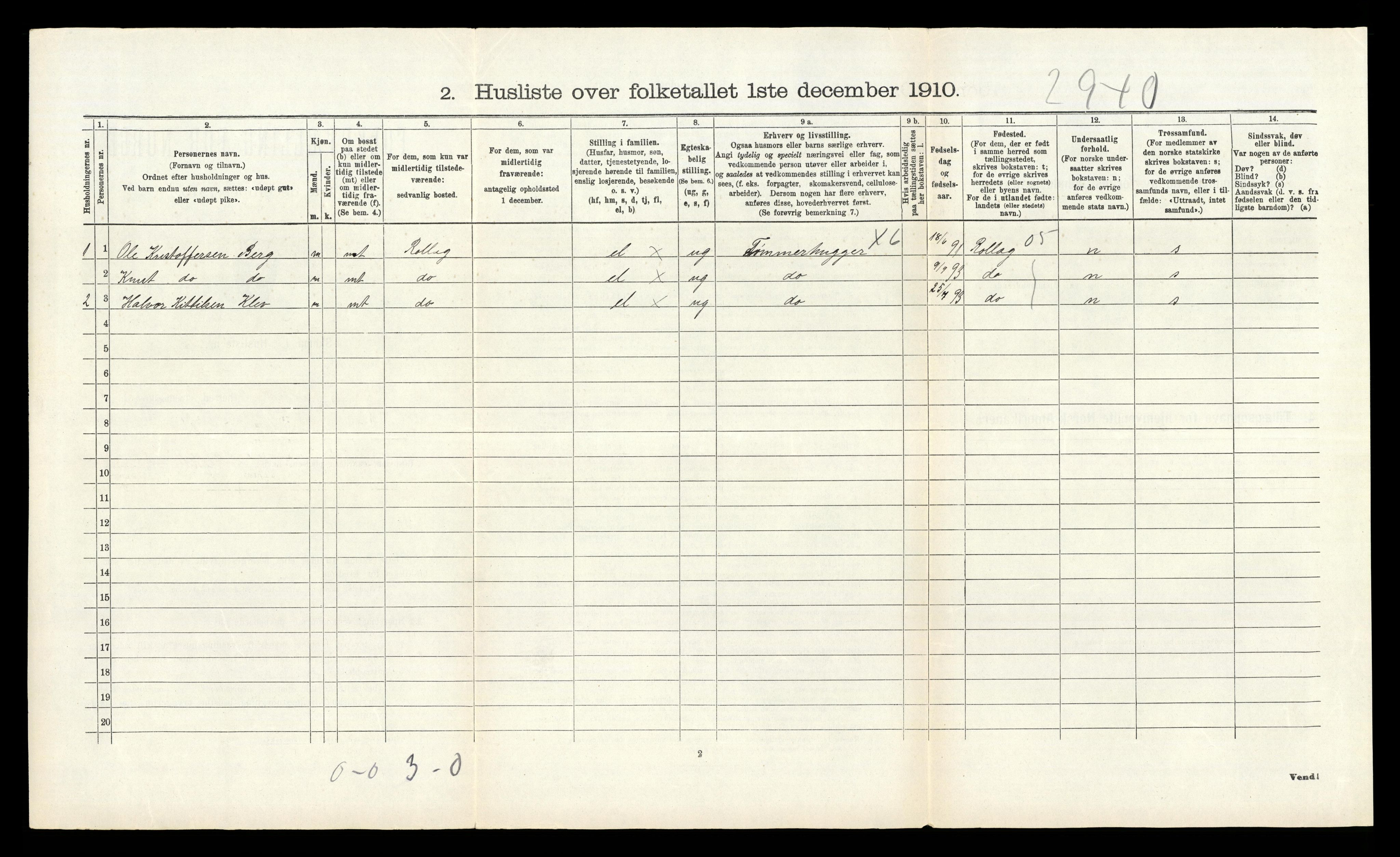 RA, Folketelling 1910 for 0633 Nore herred, 1910, s. 300