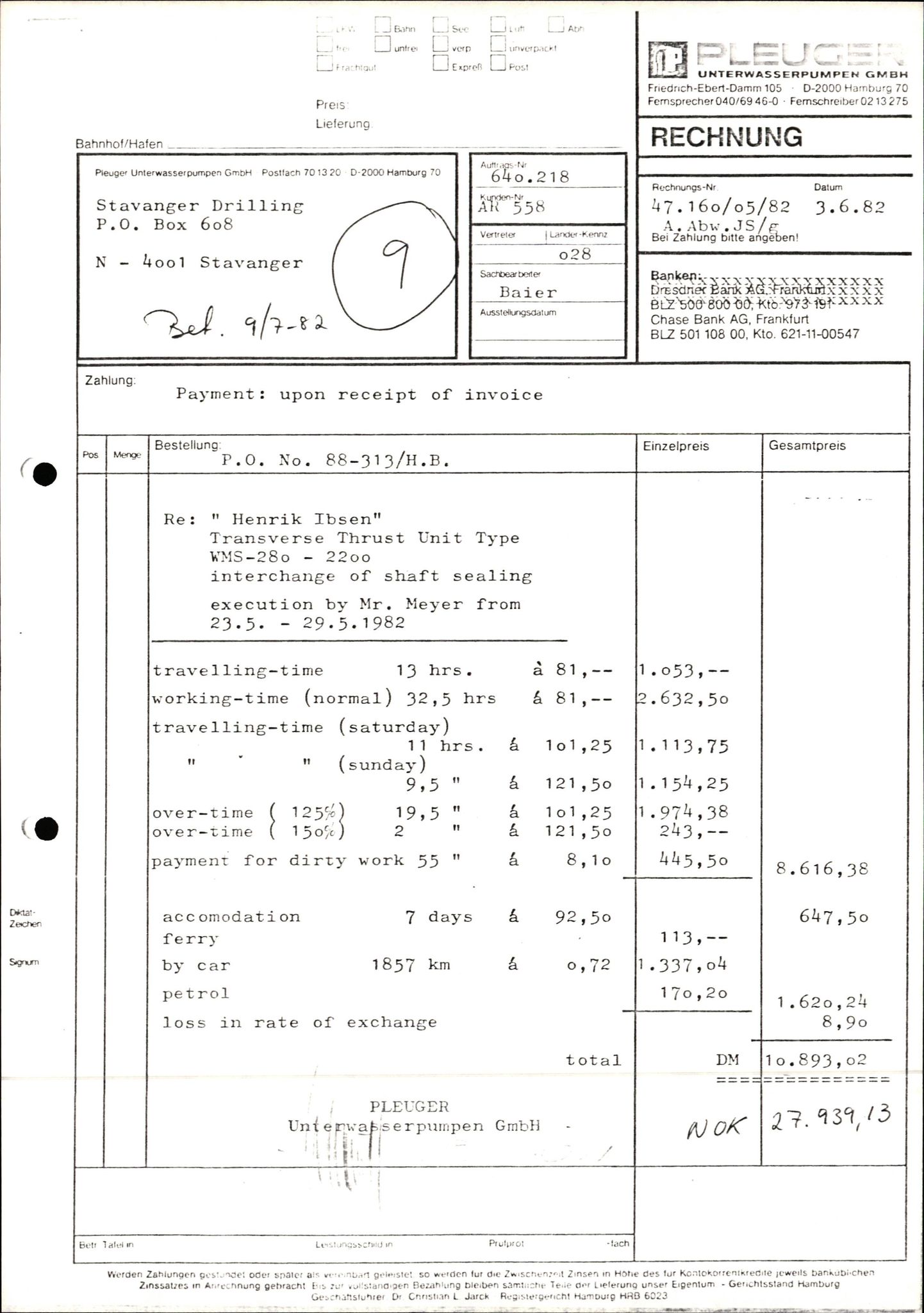 Pa 1503 - Stavanger Drilling AS, AV/SAST-A-101906/2/E/Ec/Eca/L0010: Forsikring, 1976-1983