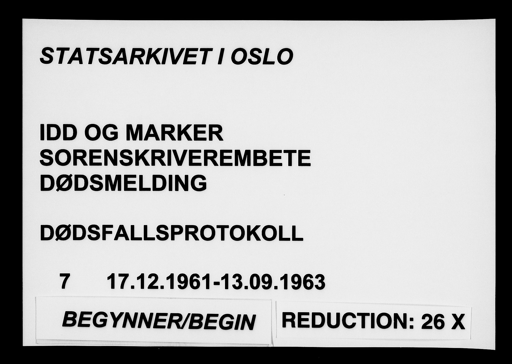 Idd og Marker sorenskriveri, SAO/A-10283/H/Ha/Haa/L0007: Dødsanmeldelsesprotokoll, 1961-1963