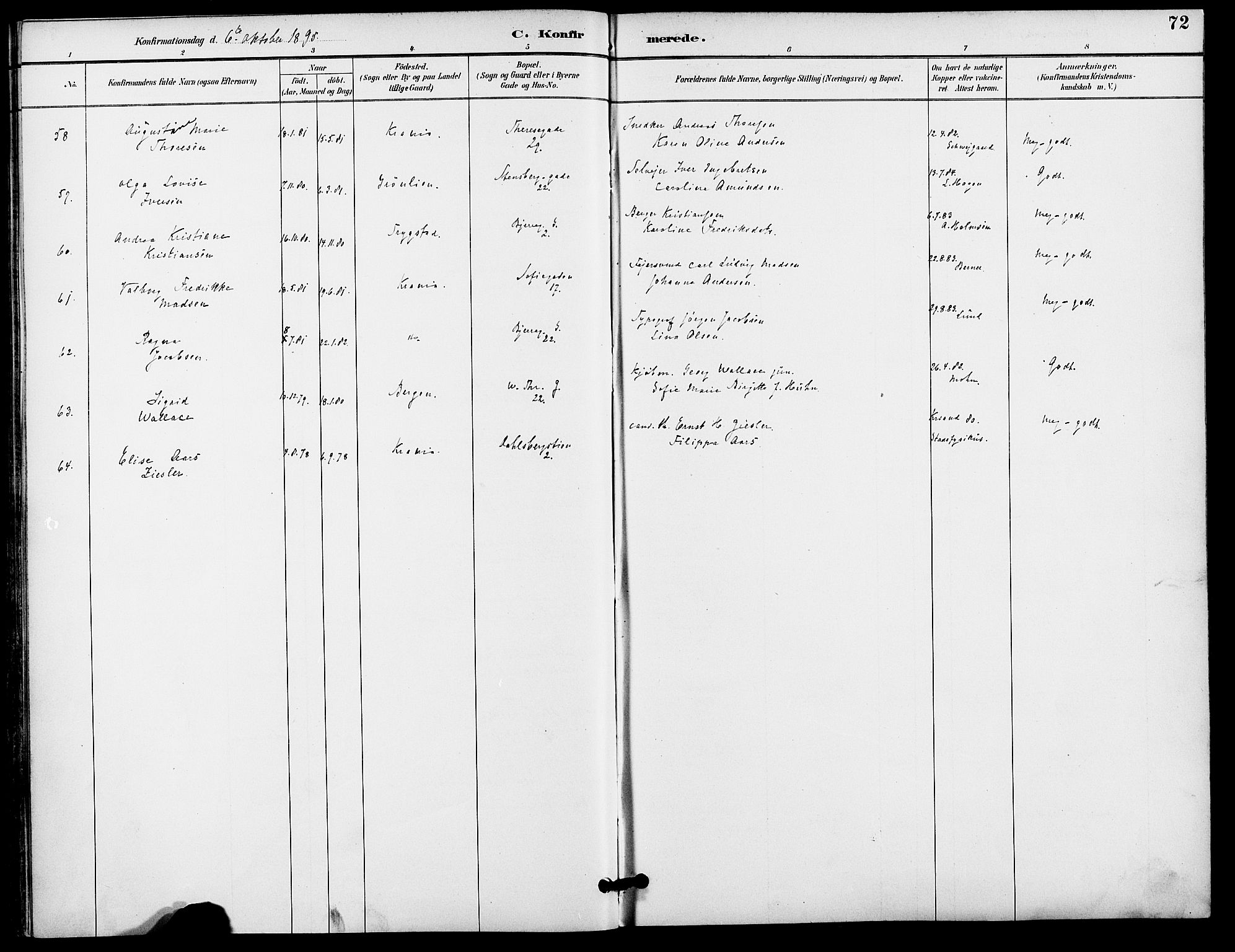 Gamle Aker prestekontor Kirkebøker, AV/SAO-A-10617a/F/L0009: Ministerialbok nr. 9, 1890-1898, s. 72