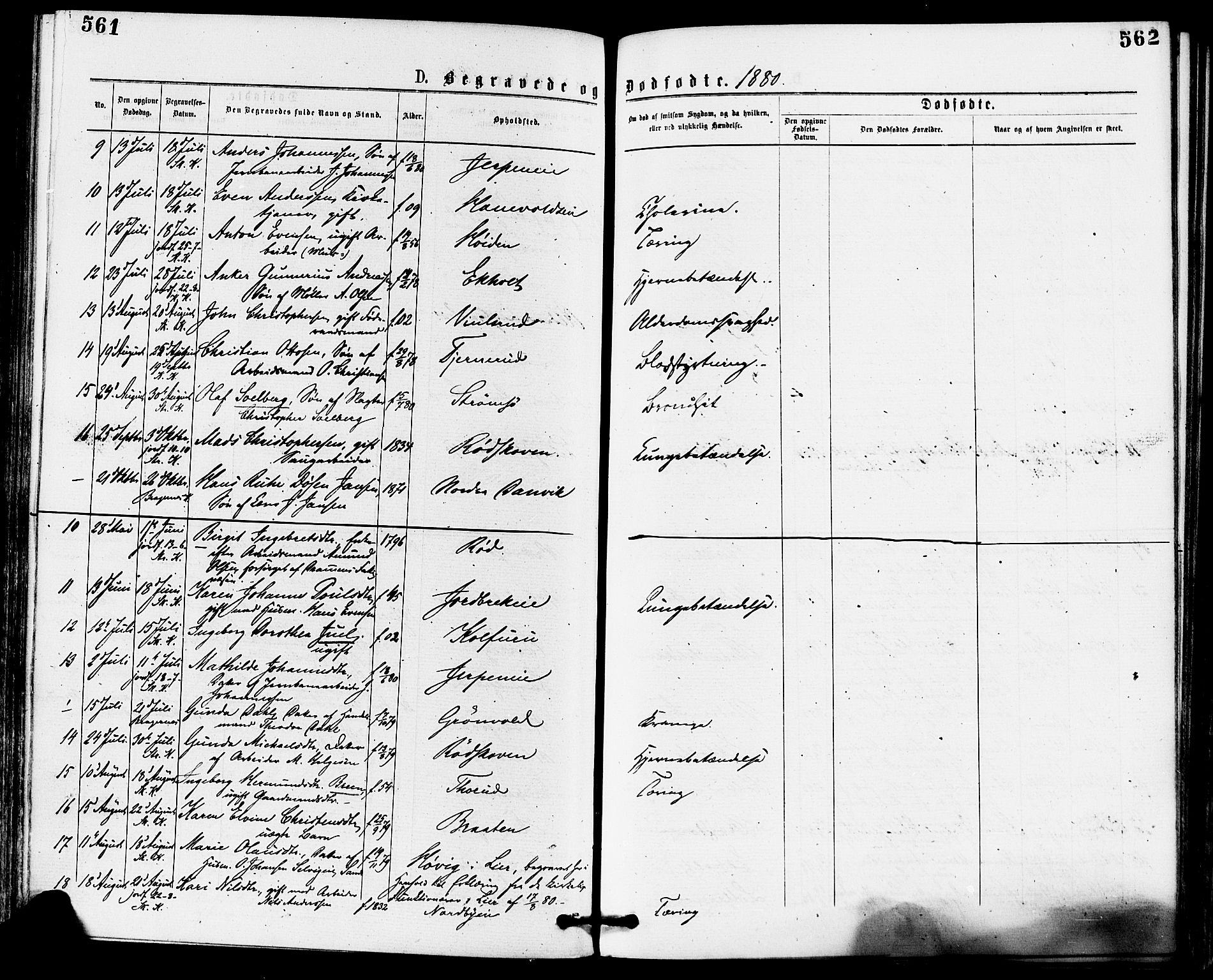Skoger kirkebøker, AV/SAKO-A-59/F/Fa/L0005: Ministerialbok nr. I 5, 1873-1884, s. 561-562
