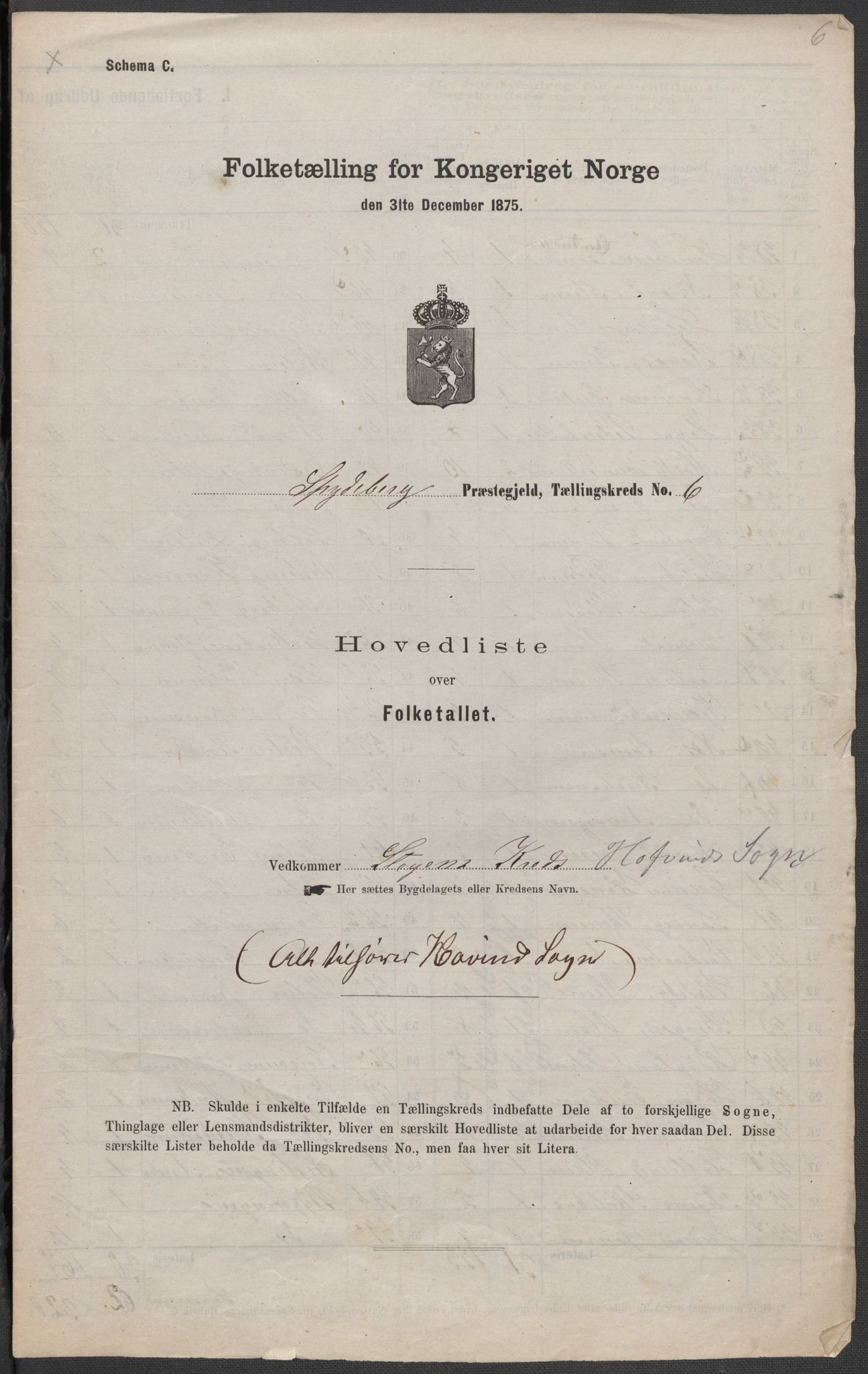 RA, Folketelling 1875 for 0123P Spydeberg prestegjeld, 1875, s. 22