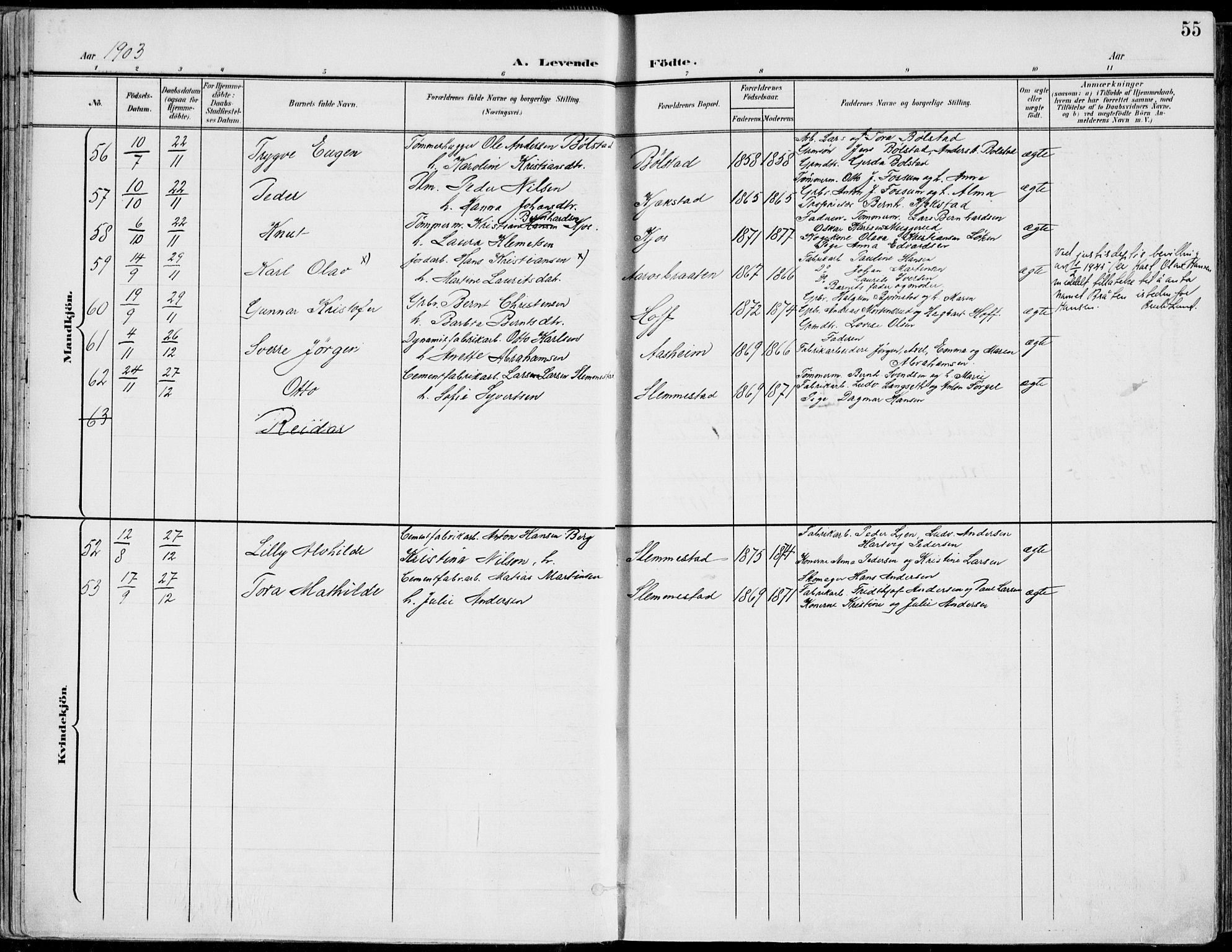 Røyken kirkebøker, AV/SAKO-A-241/F/Fa/L0009: Ministerialbok nr. 9, 1898-1911, s. 55