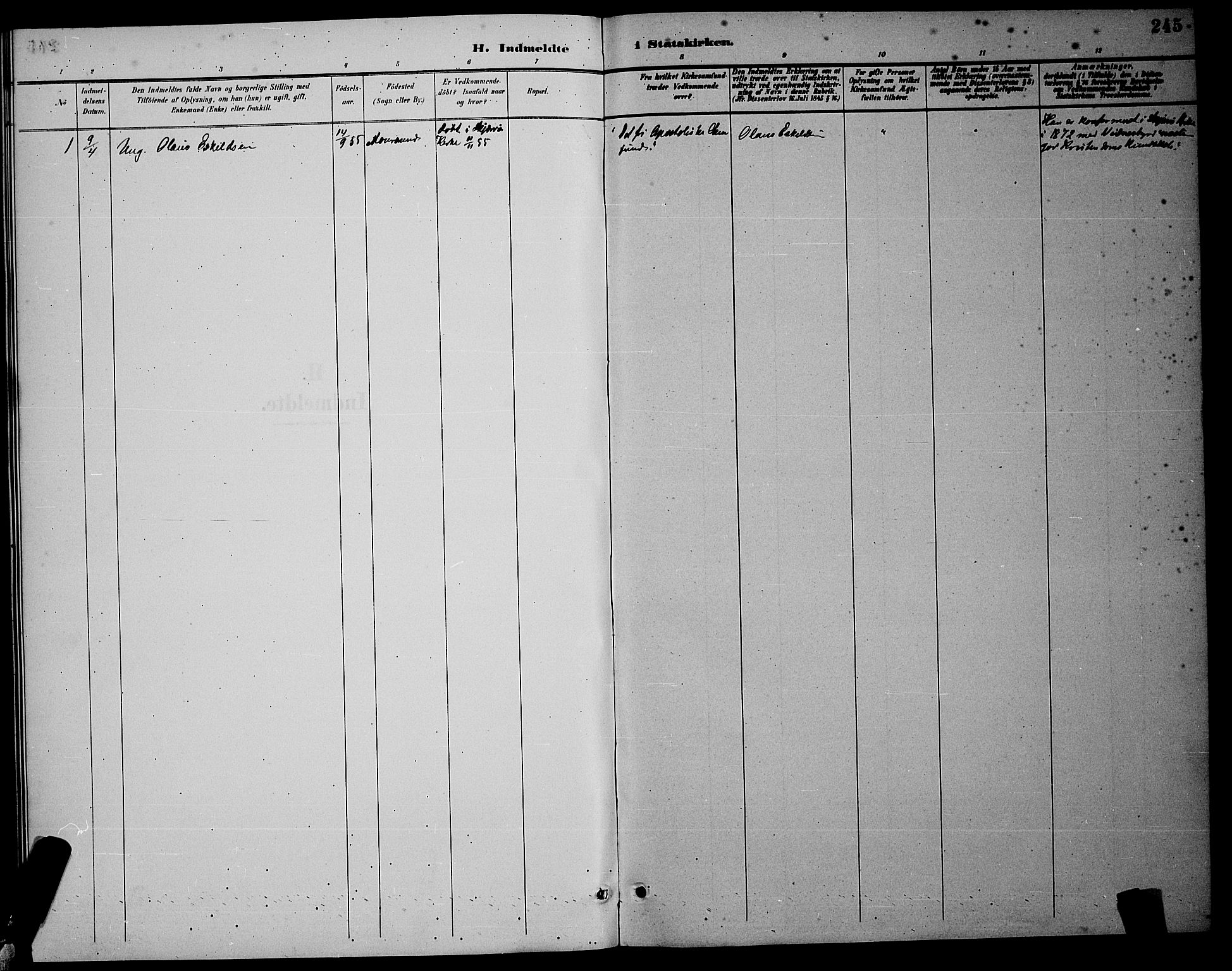 Skjervøy sokneprestkontor, AV/SATØ-S-1300/H/Ha/Hab/L0007klokker: Klokkerbok nr. 7, 1889-1899, s. 245