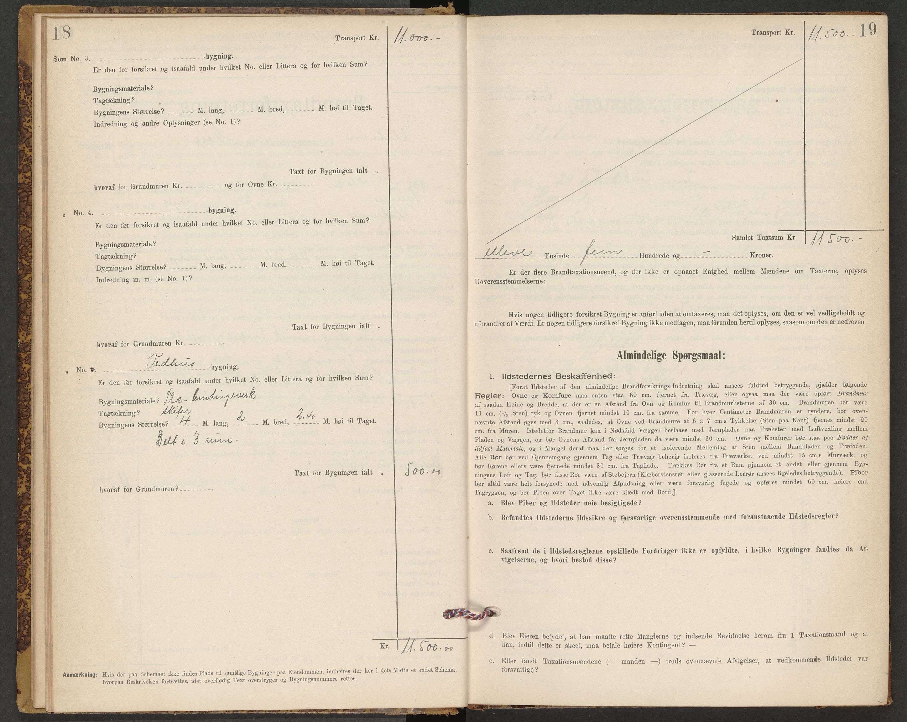 Norges Brannkasse Ulstein og Hareid, AV/SAT-A-5487/F/Fb/L0001: Branntakstprotokoll, 1900-1944, s. 18-19