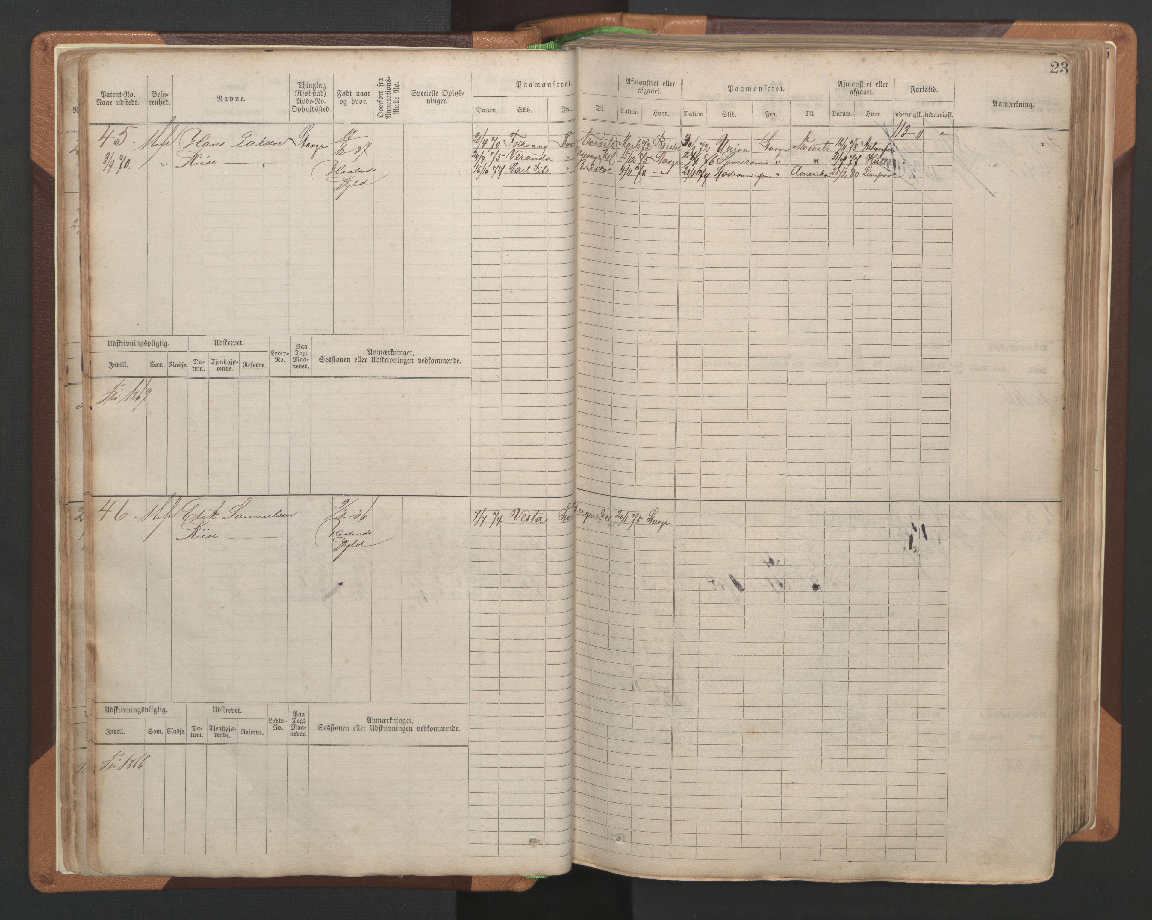 Stavanger sjømannskontor, AV/SAST-A-102006/F/Fb/Fbb/L0004: Sjøfartshovedrulle, patentnr. 1-792 (del 1), 1869-1880, s. 27