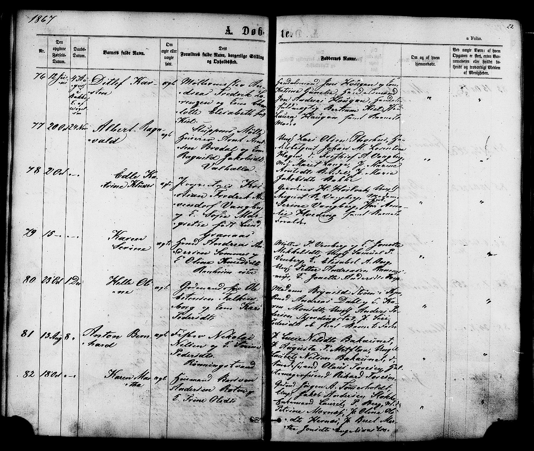 Ministerialprotokoller, klokkerbøker og fødselsregistre - Sør-Trøndelag, SAT/A-1456/606/L0293: Ministerialbok nr. 606A08, 1866-1877, s. 22