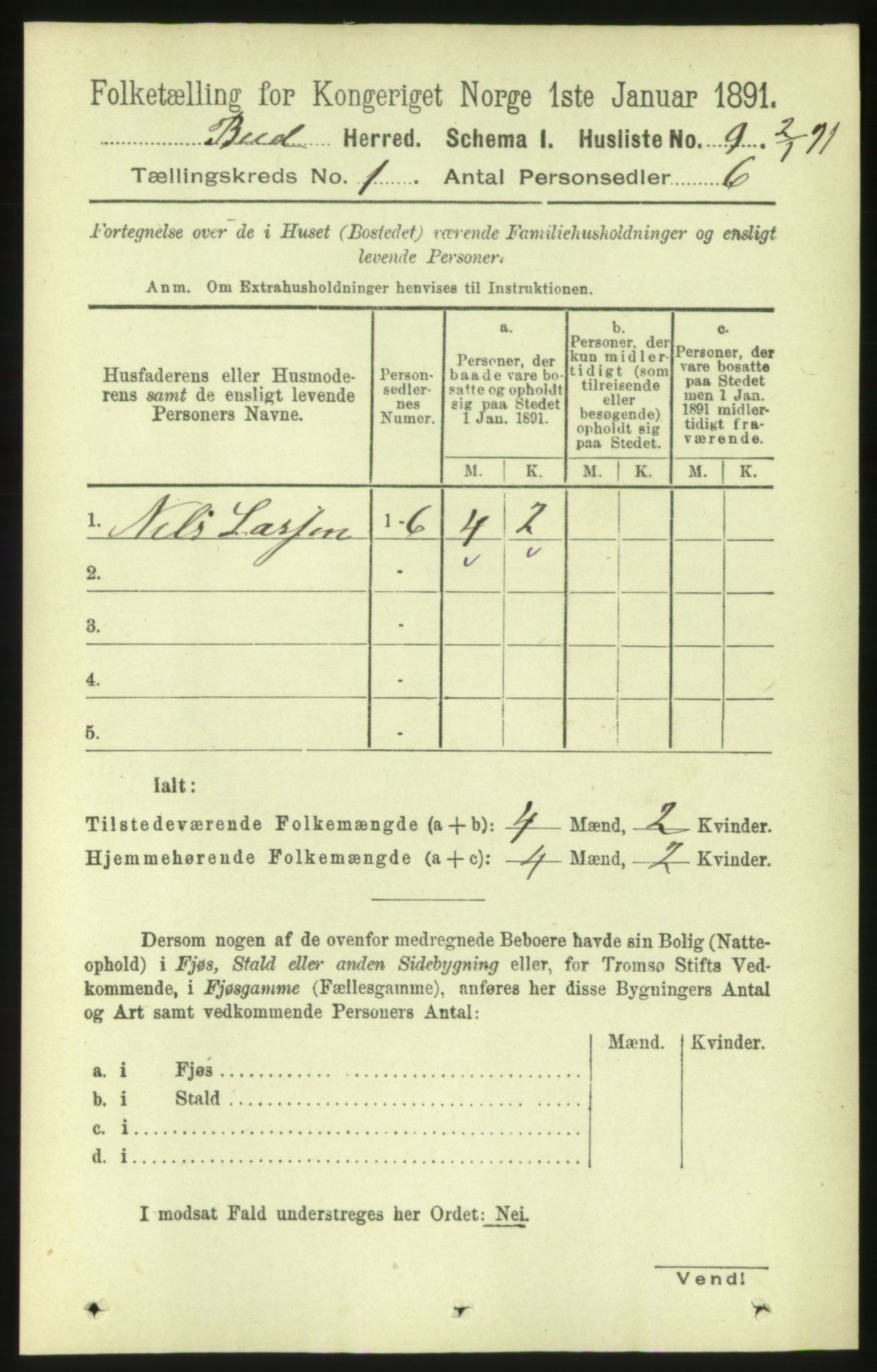 RA, Folketelling 1891 for 1549 Bud herred, 1891, s. 27