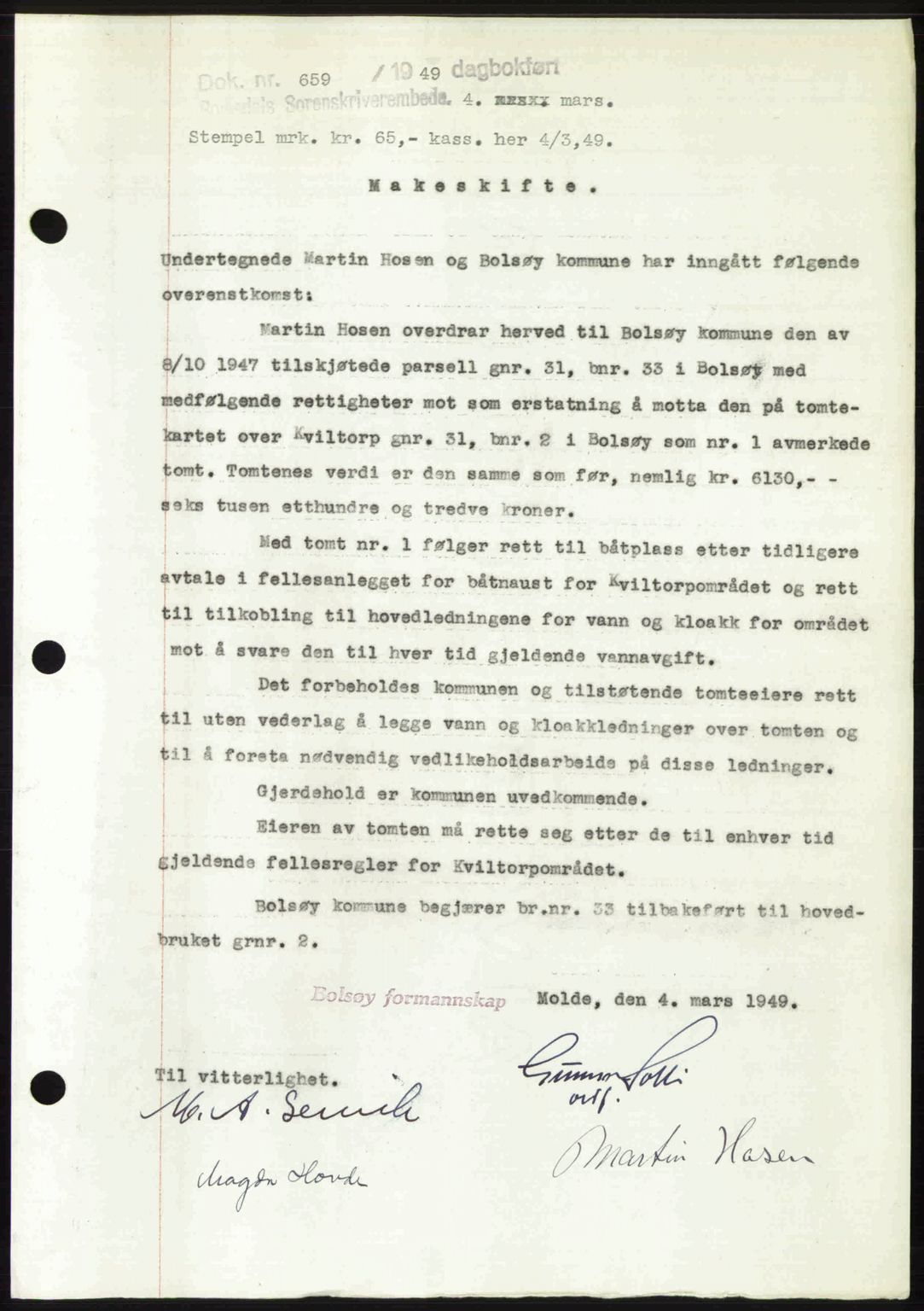 Romsdal sorenskriveri, SAT/A-4149/1/2/2C: Pantebok nr. A29, 1949-1949, Dagboknr: 659/1949