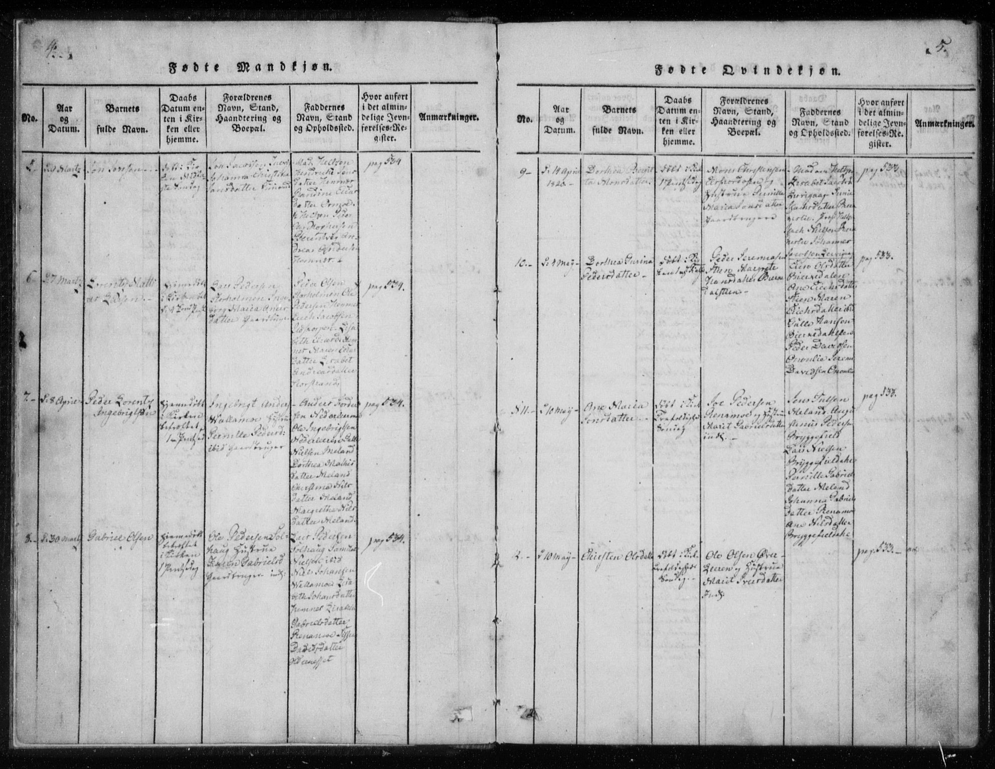 Ministerialprotokoller, klokkerbøker og fødselsregistre - Nordland, AV/SAT-A-1459/825/L0353: Ministerialbok nr. 825A07, 1820-1826, s. 4-5