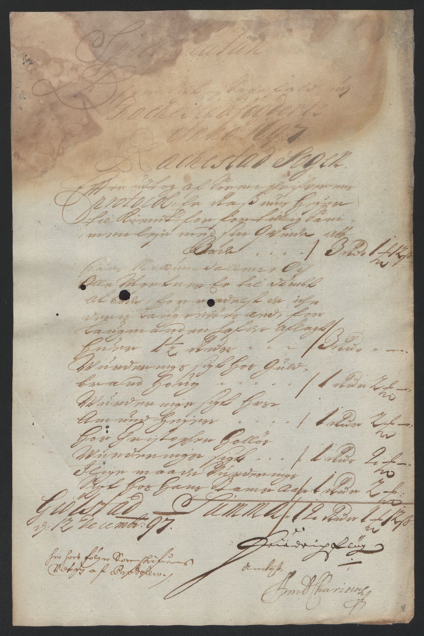 Rentekammeret inntil 1814, Reviderte regnskaper, Fogderegnskap, AV/RA-EA-4092/R07/L0287: Fogderegnskap Rakkestad, Heggen og Frøland, 1697, s. 28