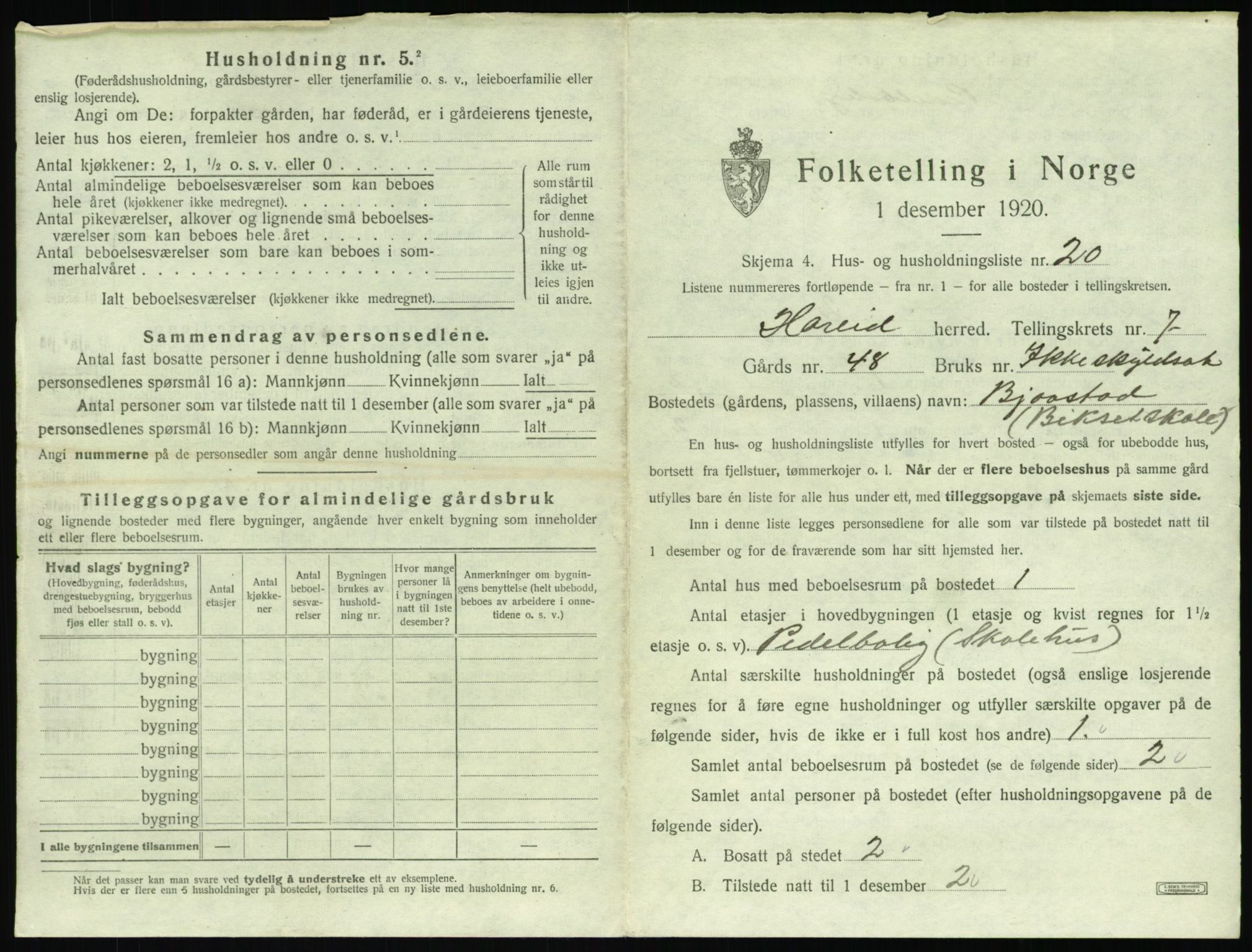 SAT, Folketelling 1920 for 1517 Hareid herred, 1920, s. 379