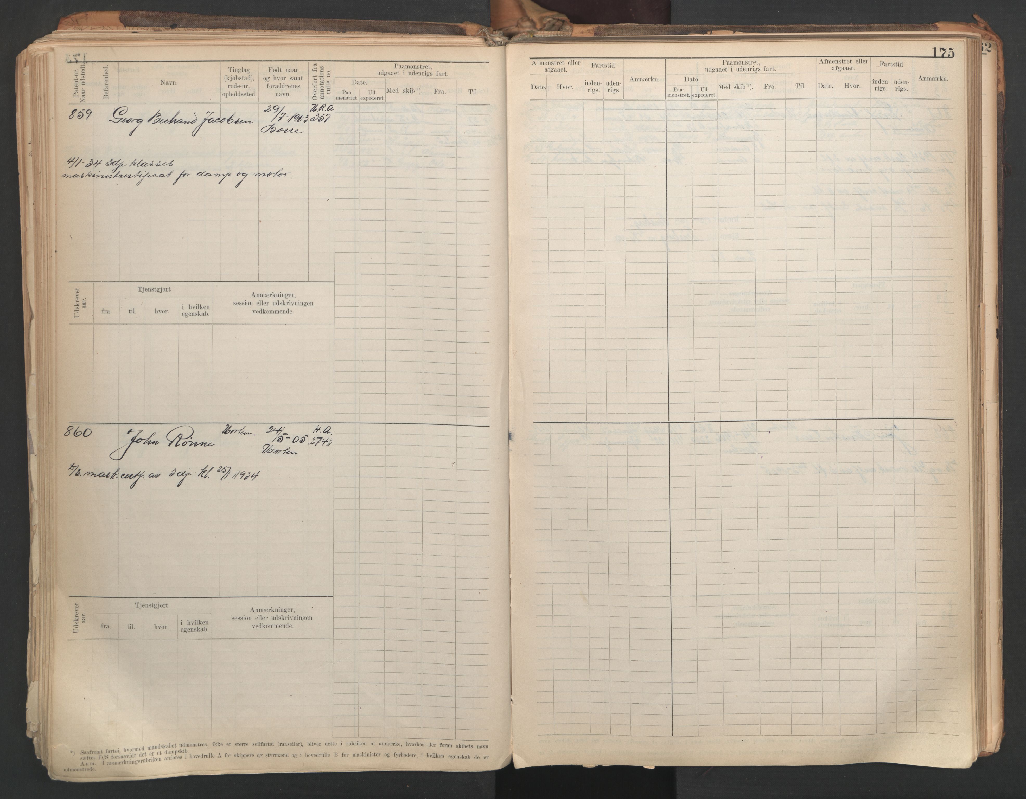 Horten innrulleringskontor, AV/SAKO-A-785/F/Fe/L0007: maskinist, fyrbøterrulle, 1910-1948, s. 175