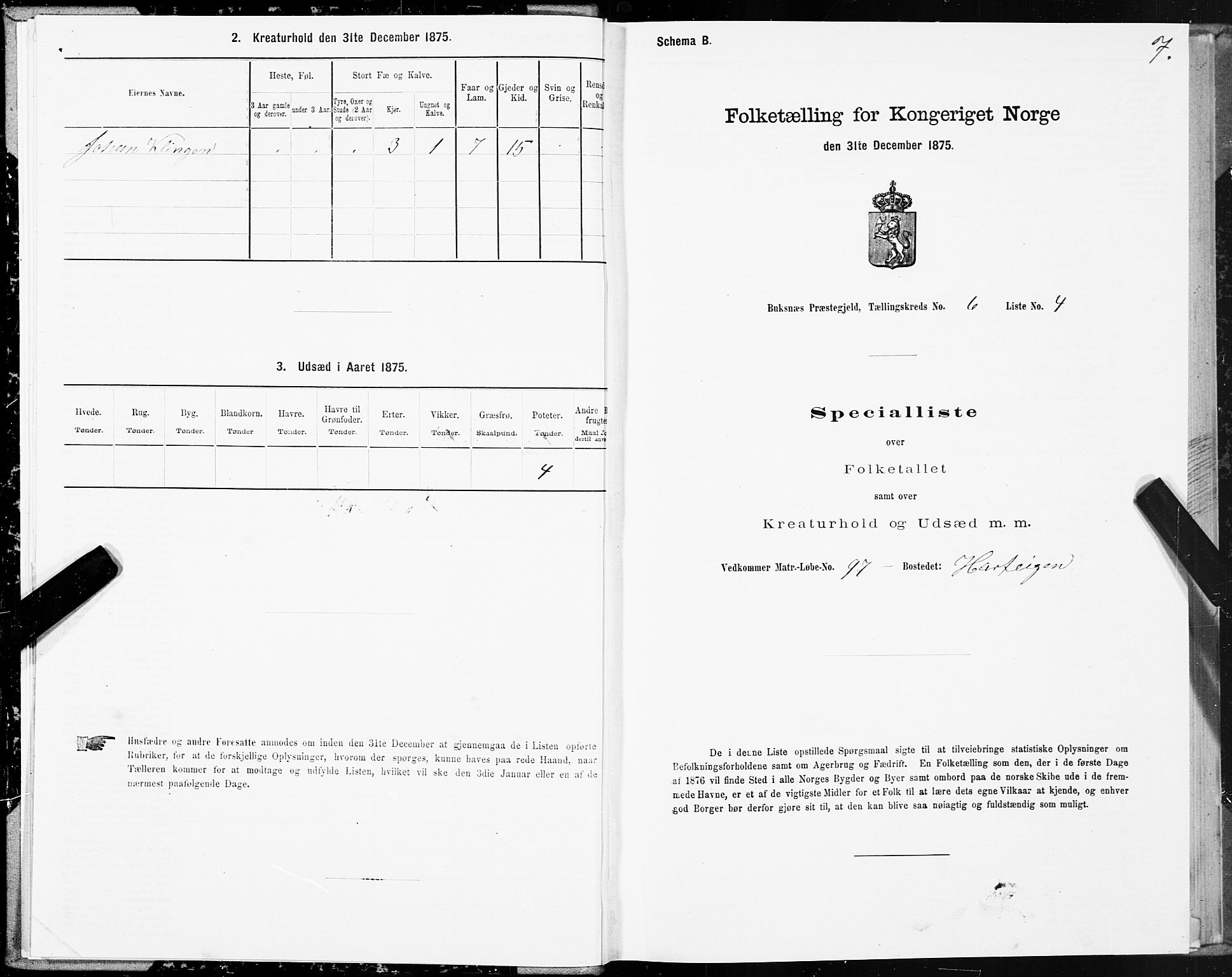 SAT, Folketelling 1875 for 1860P Buksnes prestegjeld, 1875, s. 3007