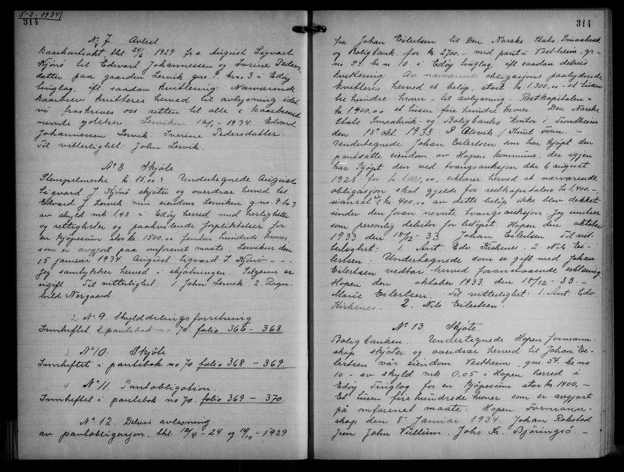 Nordmøre sorenskriveri, SAT/A-4132/1/2/2Ca/L0078: Pantebok nr. 68, 1933-1934, Tingl.dato: 05.02.1934