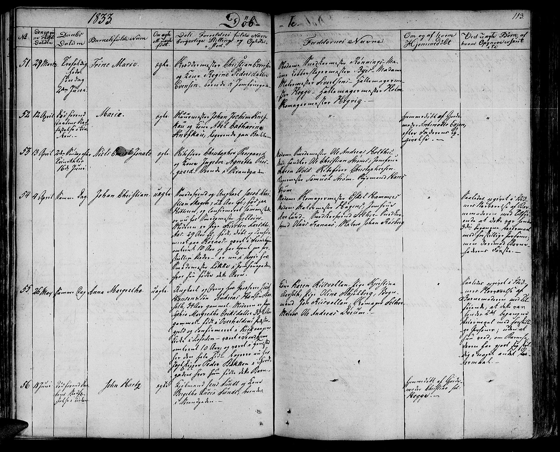 Ministerialprotokoller, klokkerbøker og fødselsregistre - Sør-Trøndelag, SAT/A-1456/602/L0108: Ministerialbok nr. 602A06, 1821-1839, s. 113