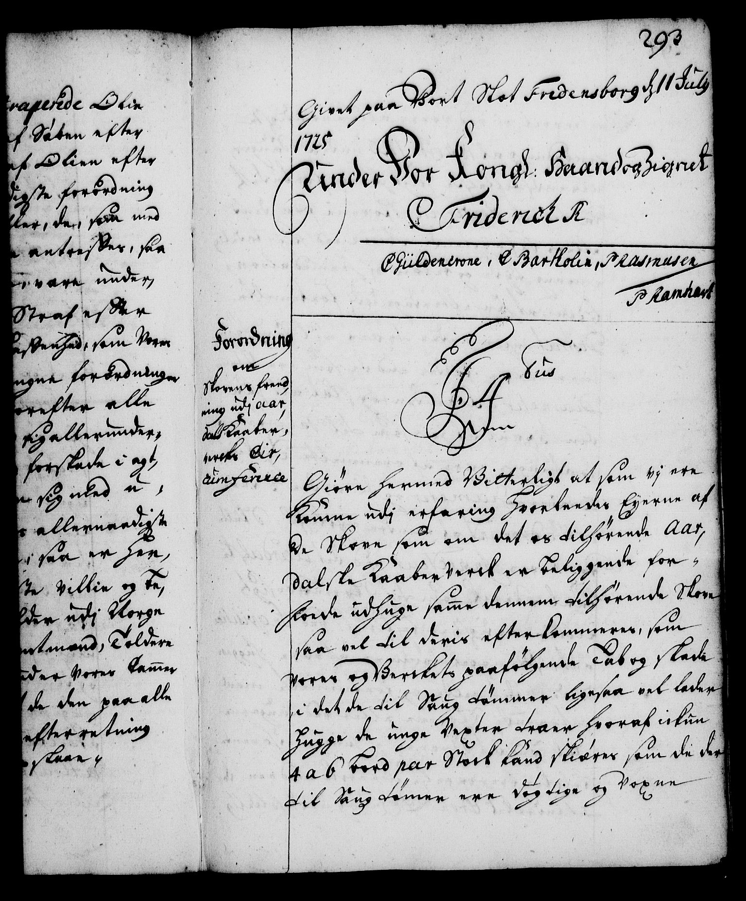 Rentekammeret, Kammerkanselliet, RA/EA-3111/G/Gg/Gga/L0002: Norsk ekspedisjonsprotokoll med register (merket RK 53.2), 1723-1727, s. 293
