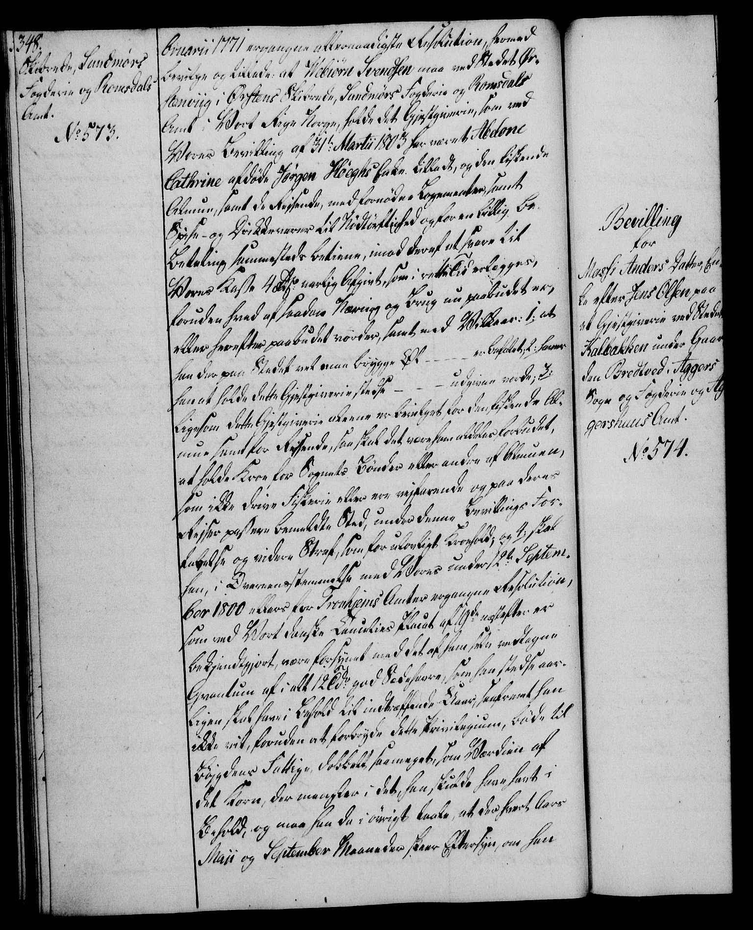 Rentekammeret, Kammerkanselliet, AV/RA-EA-3111/G/Gg/Gga/L0018: Norsk ekspedisjonsprotokoll med register (merket RK 53.18), 1804-1806, s. 348